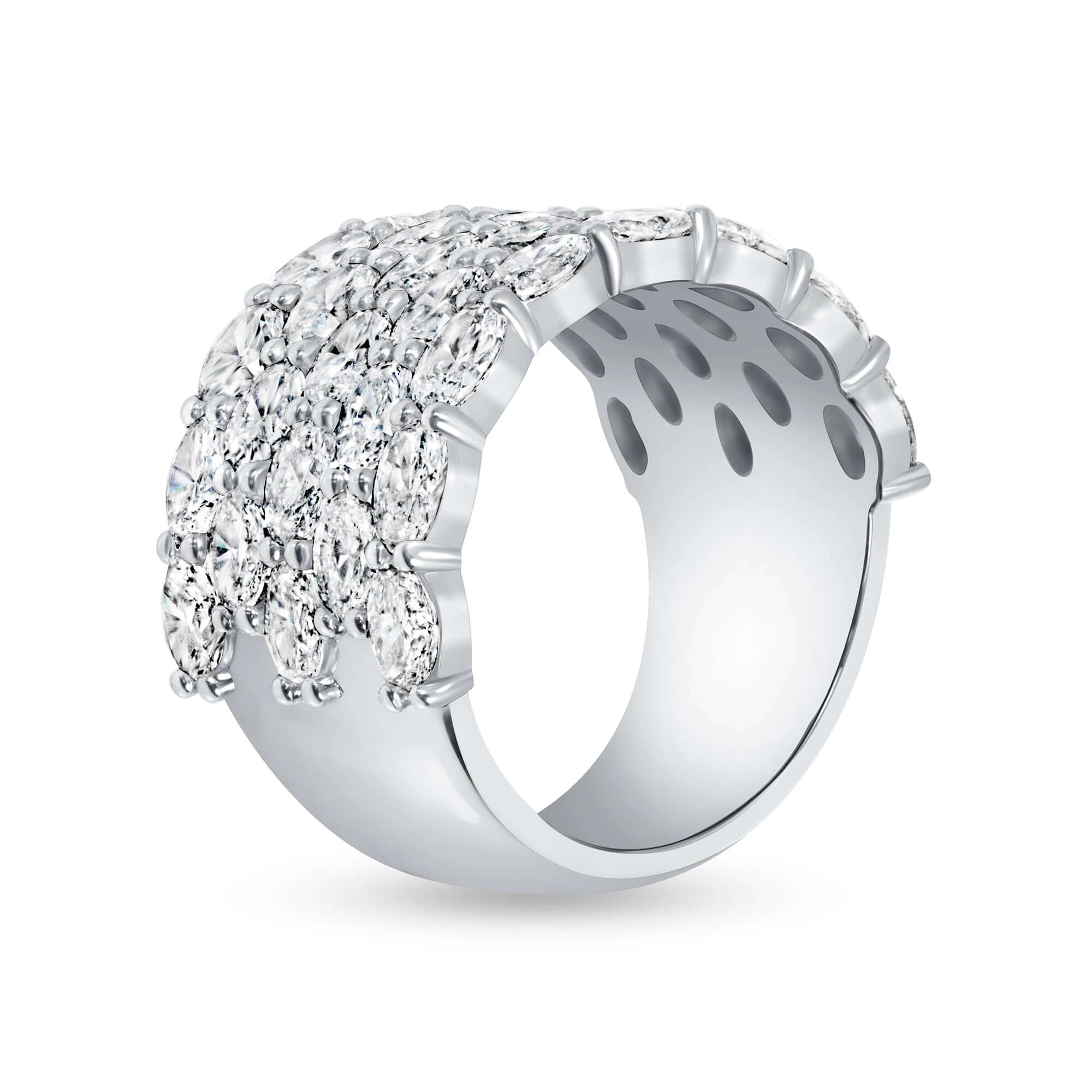 4.48 CT. Oval Cut Diamond Five Row Ring in Platinum - Fashion Ring
