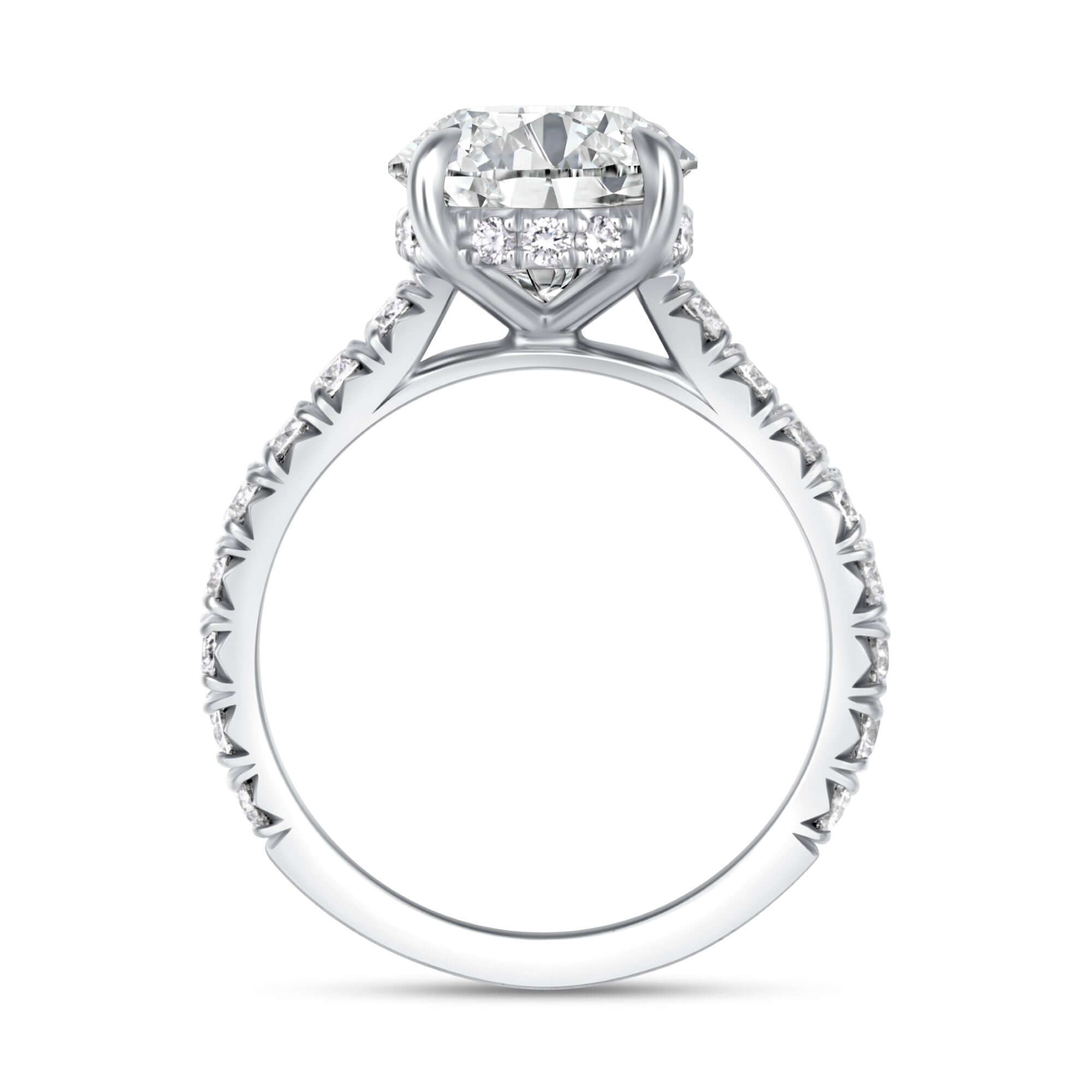 3.67 CT. Round Brilliant & Hidden Halo Diamond Ring with Pavé Band - RING