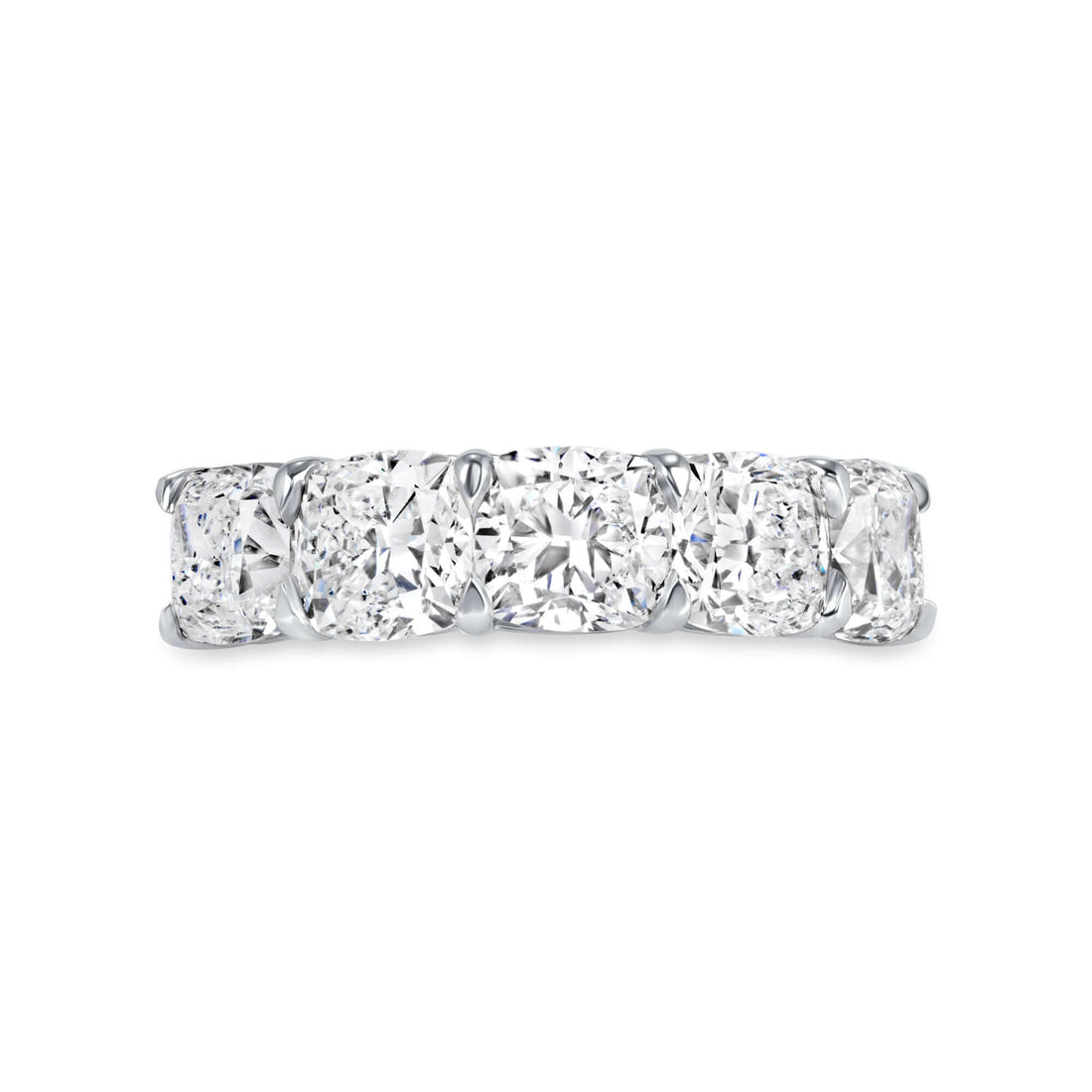 5.04 CT. Cushion Brilliant Cut Diamond Half Eternity Ring in Platinum - Half Eternity Ring