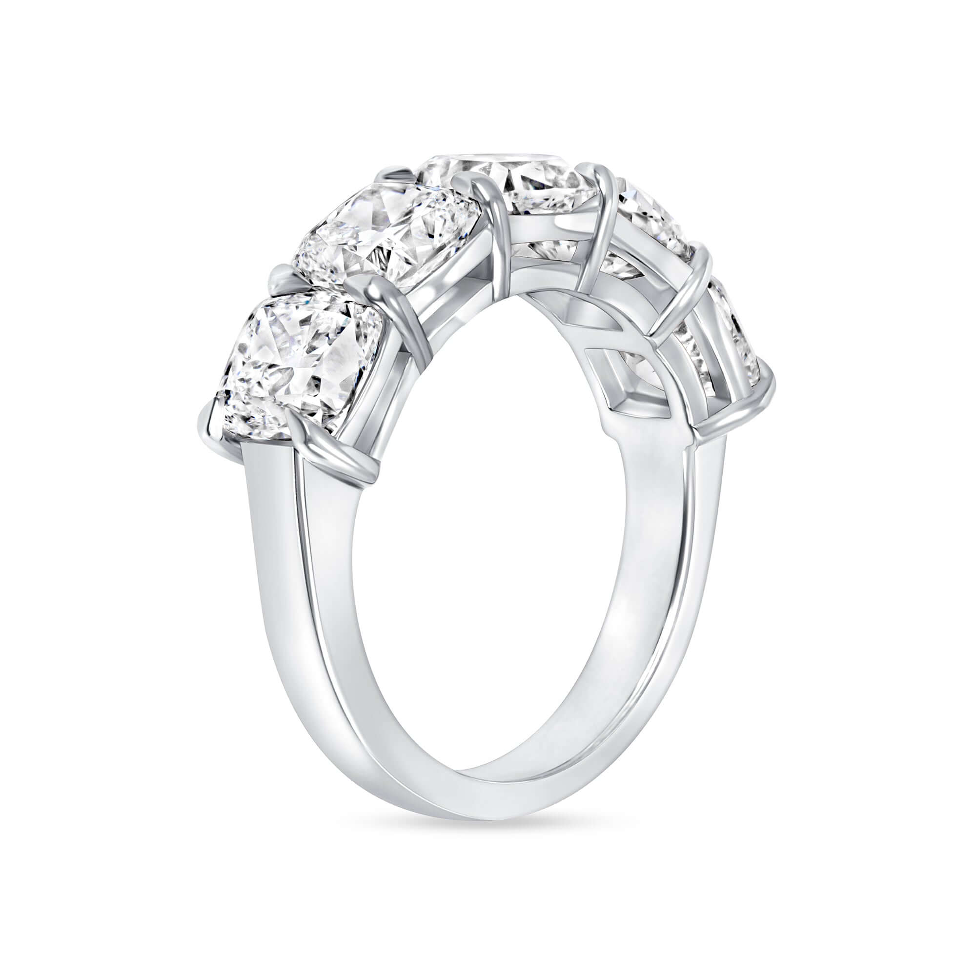 5.04 CT. Cushion Brilliant Cut Diamond Half Eternity Ring in Platinum - Half Eternity Ring