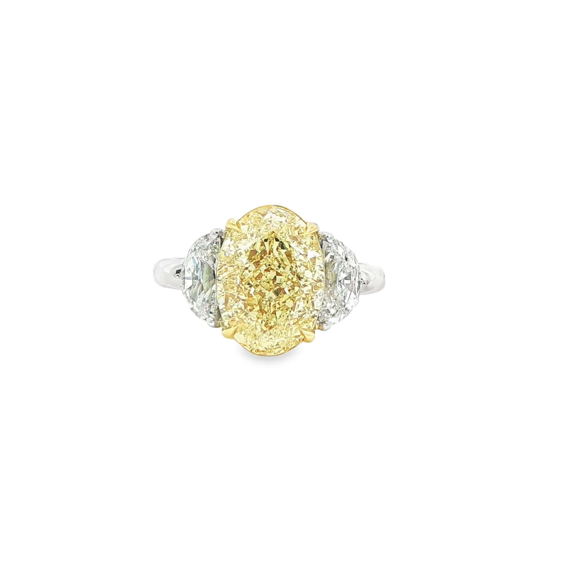 3.86ct. Halo Cushion Ring in 18K Yellow and Platinum - Engagement Rings