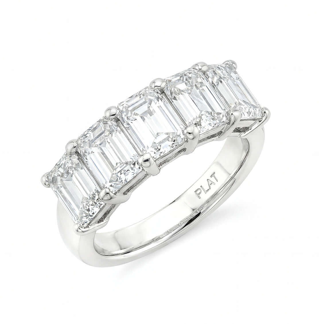 2.03 CT. Five GIA Certified Emerald Cut Diamond Band in Platinum - Half Eternity Ring