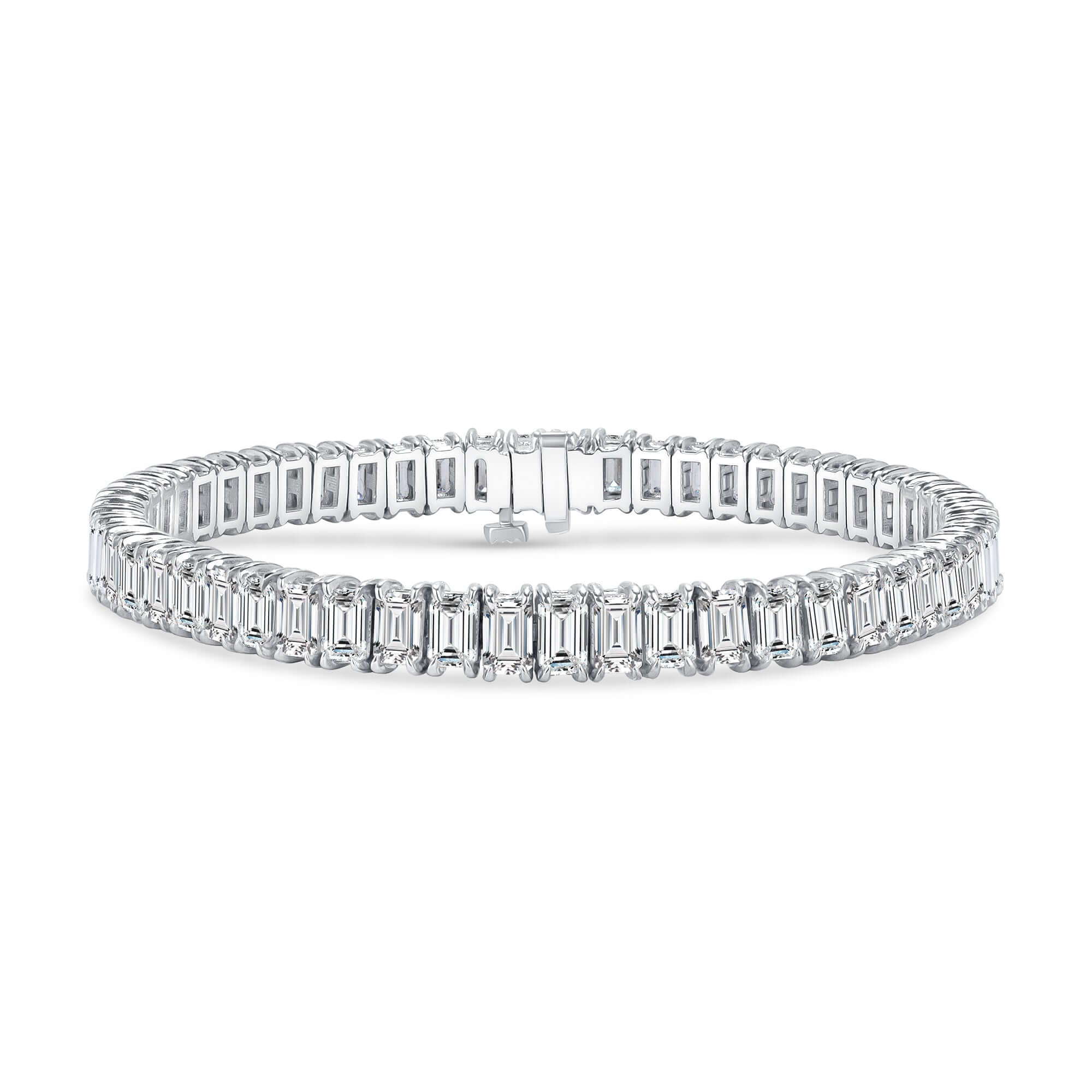 13.46 CT. Emerald Cut Diamond Tennis Bracelet in 14K White Gold - Tennis Bracelet