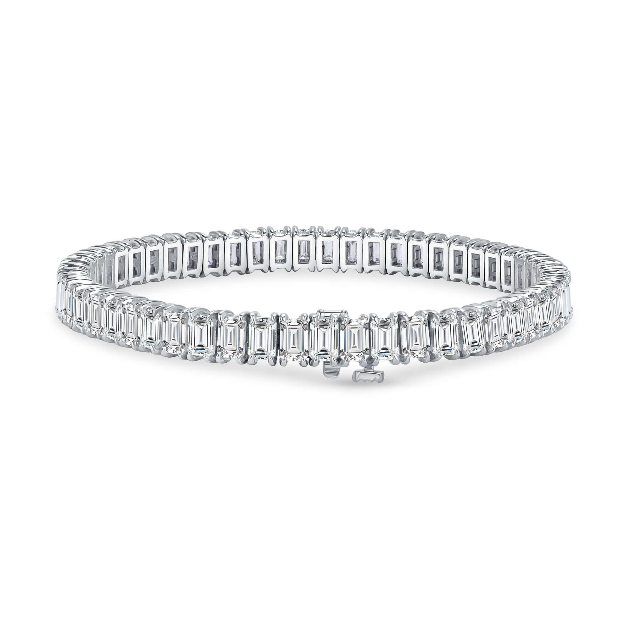 13.46 CT. Emerald Cut Diamond Tennis Bracelet in 14K White Gold - Tennis Bracelet