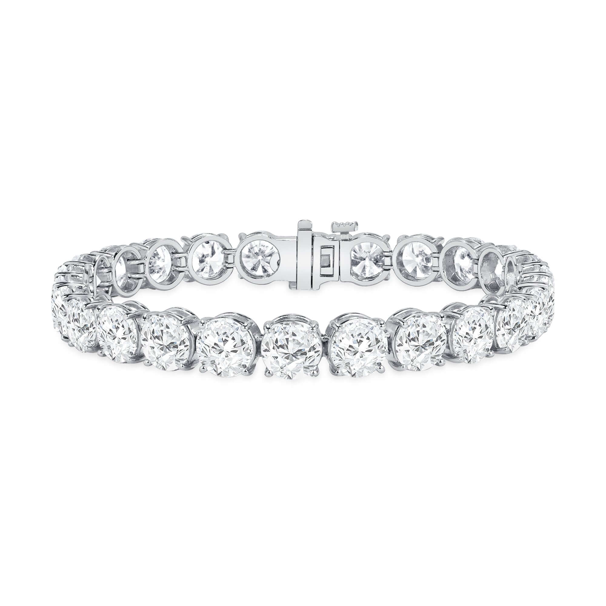 26.28 CT. Round Brilliant Diamond Tennis Bracelet in 14K White Gold - Tennis Bracelet