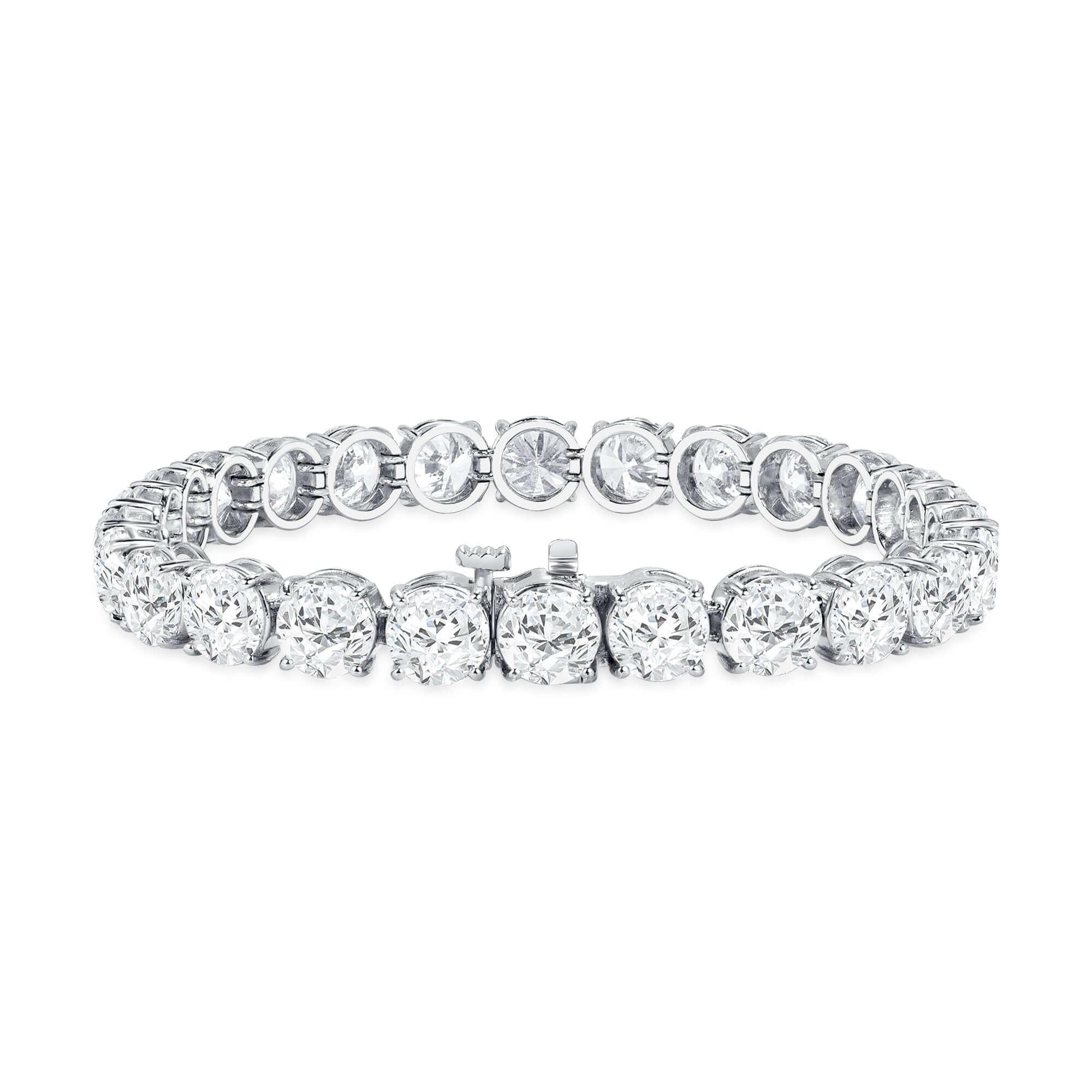 26.28 CT. Round Brilliant Diamond Tennis Bracelet in 14K White Gold - Tennis Bracelet