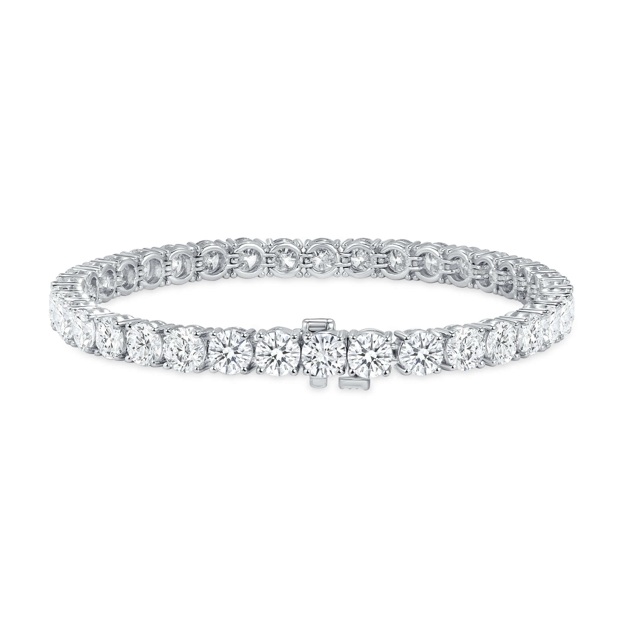 15.08 CT. Round Brilliant Diamond Tennis Bracelet in 14K White Gold - Tennis Bracelet