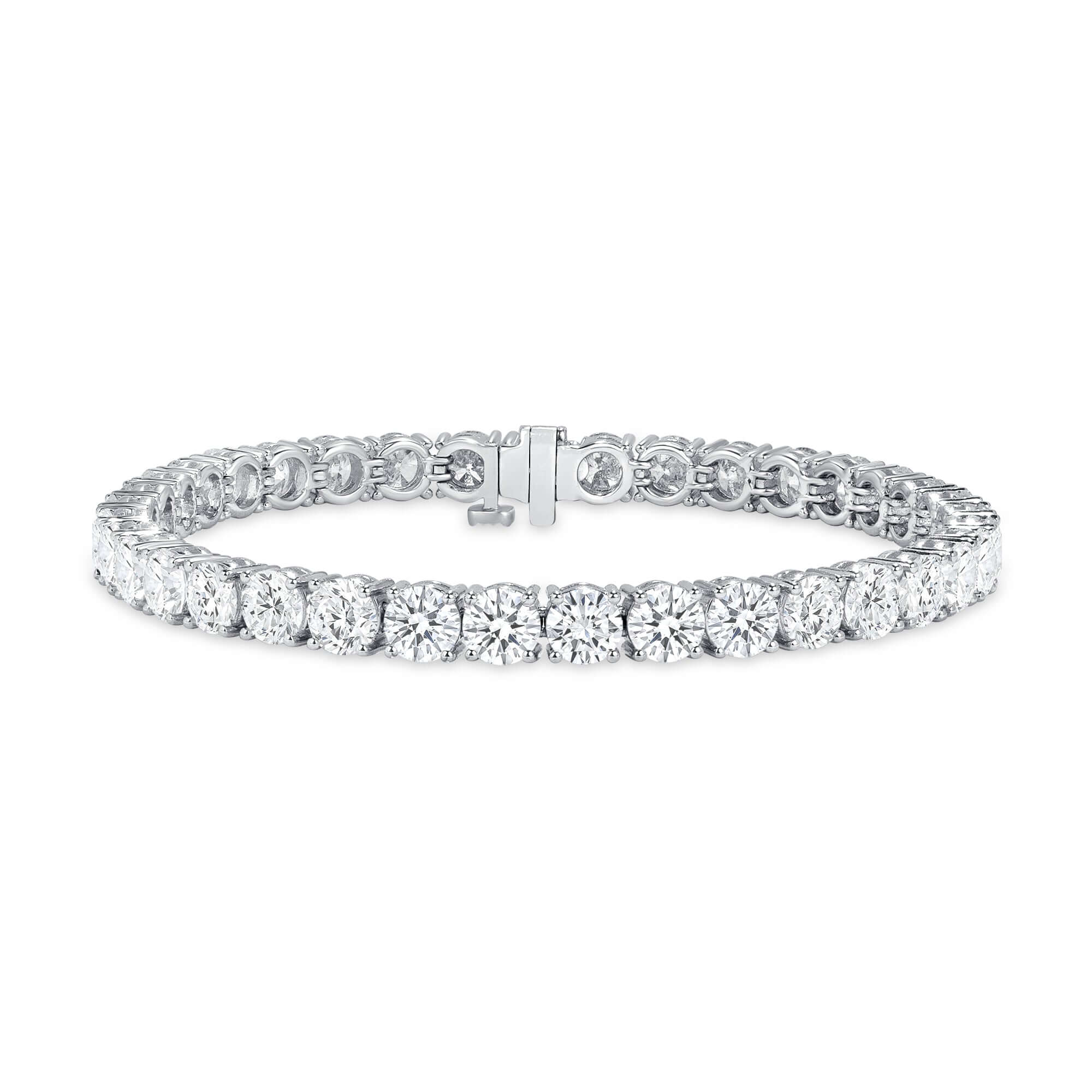 15.08 CT. Round Brilliant Diamond Tennis Bracelet in 14K White Gold - Tennis Bracelet