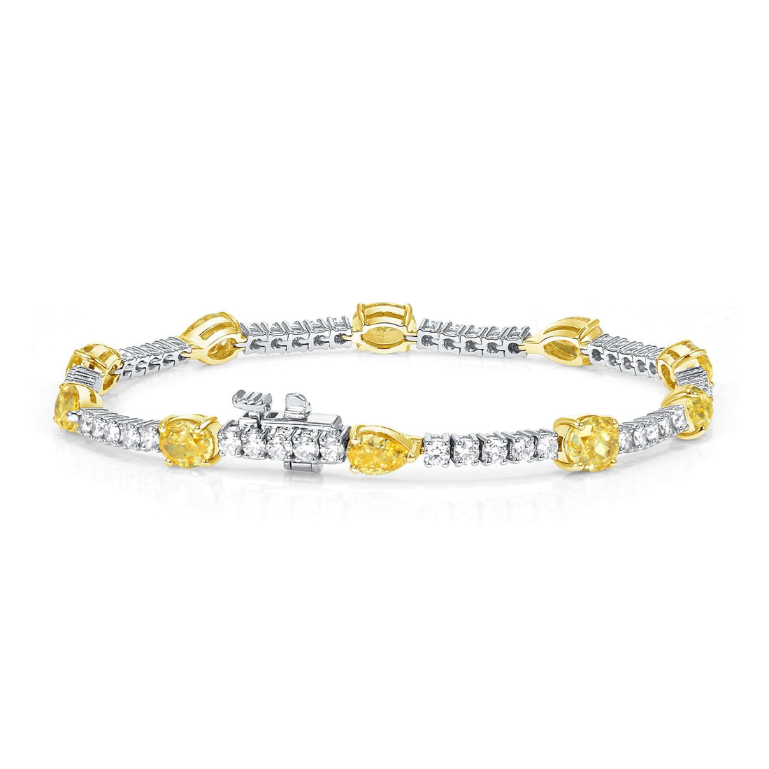 Round Diamond 18K Gold Tennis Bracelet With Fancy Yellow Diamond Accents - Tennis Bracelet