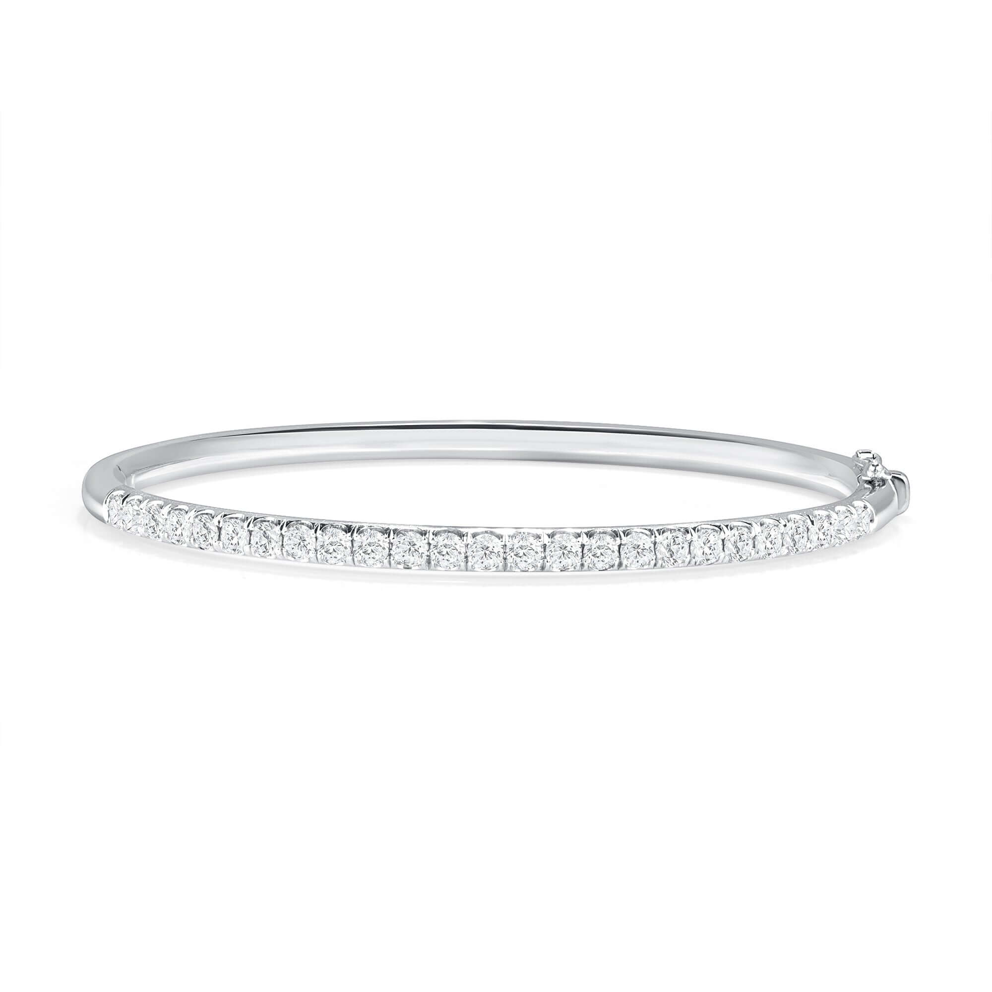 2.00 CT. Round Brilliant Diamond Bangle in 14K White Gold - Bangle Bracelet