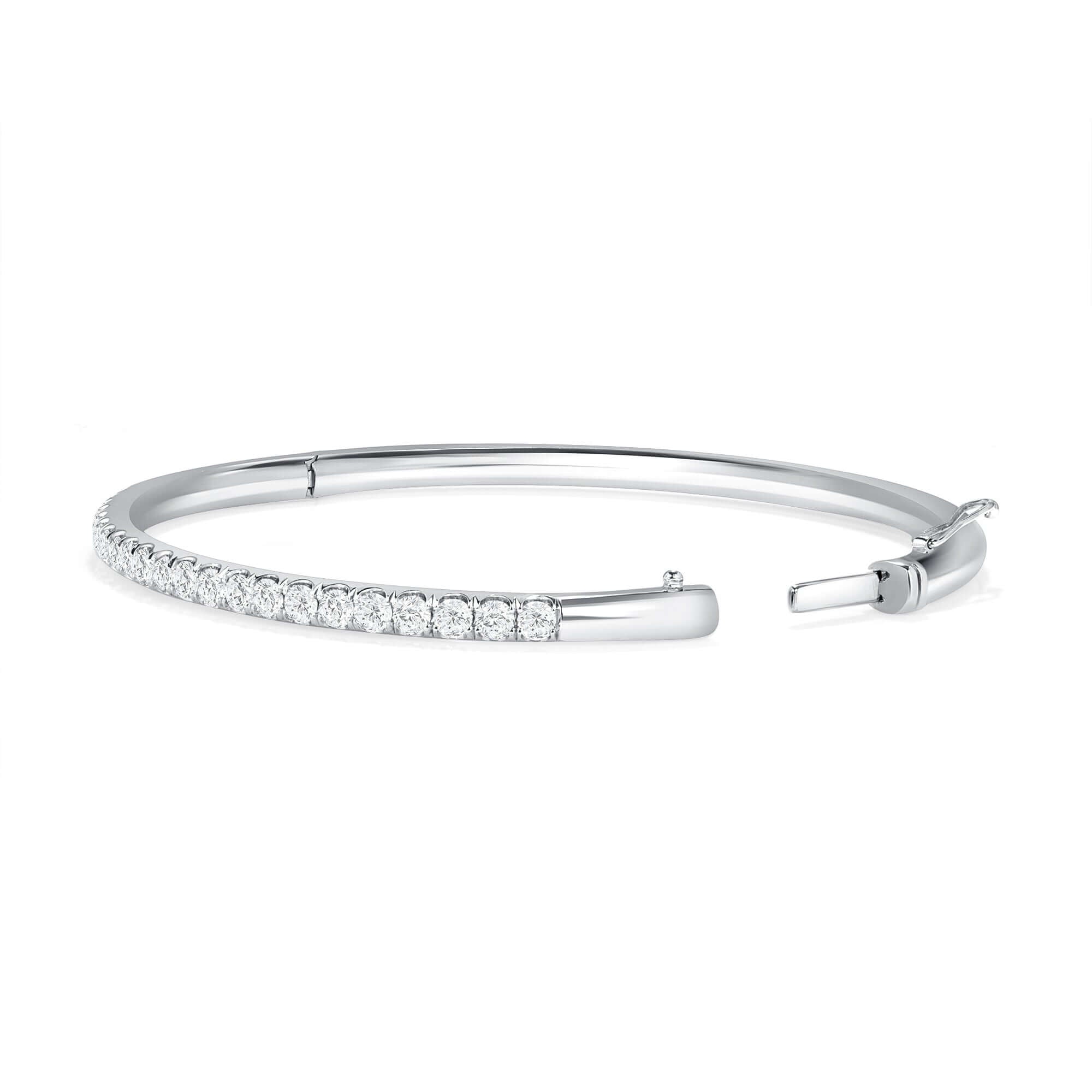 2.00 CT. Round Brilliant Diamond Bangle in 14K White Gold - Bangle Bracelet