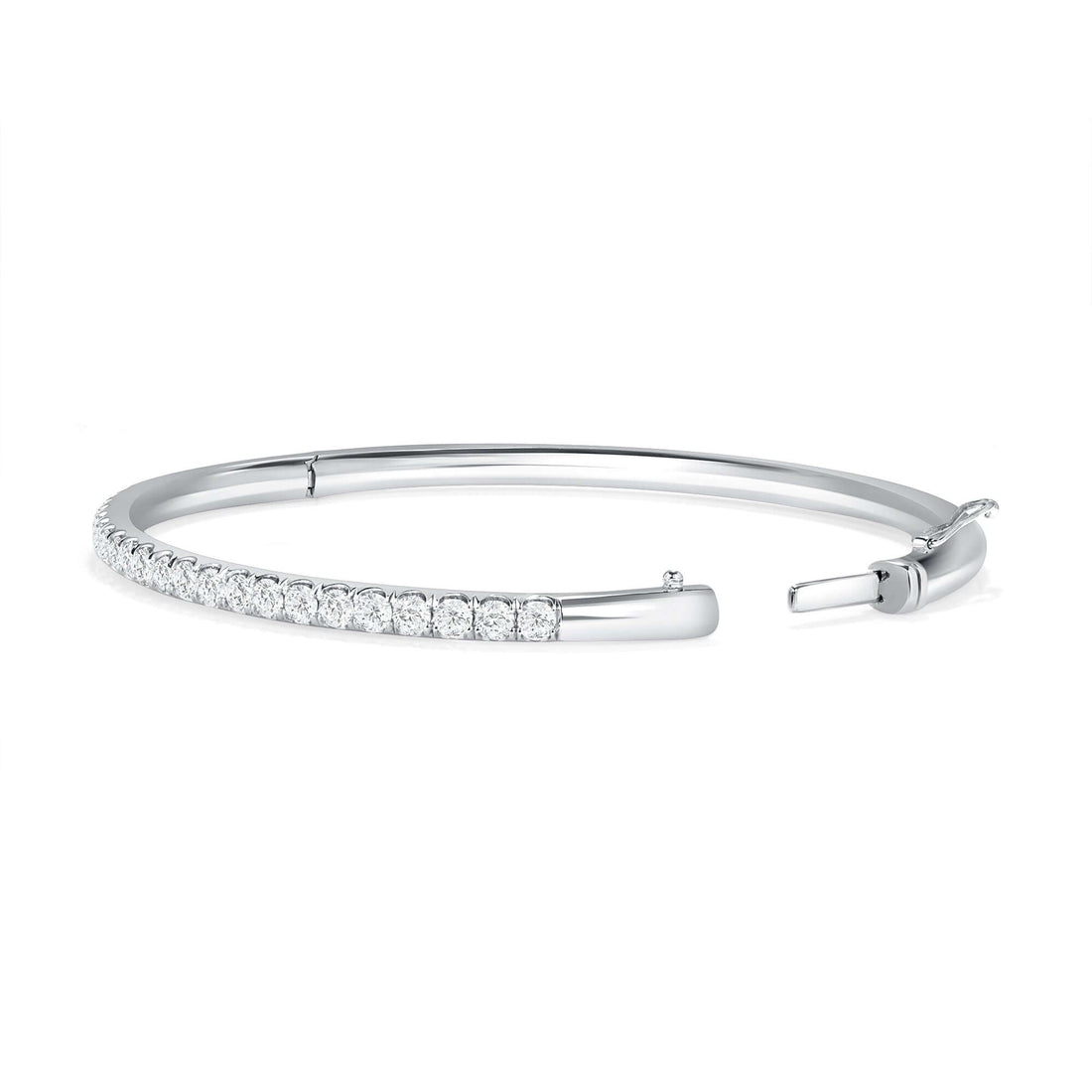 2.00 CT. Round Brilliant Diamond Bangle in 14K White Gold - Bangle Bracelet