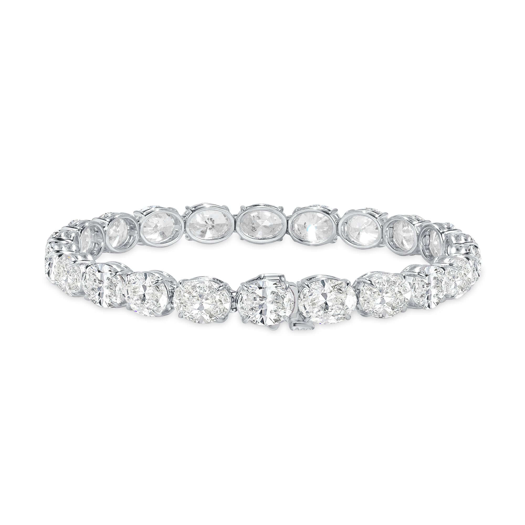 22.46 CT. Oval Cut Diamond Tennis Bracelet in 14K White Gold - Tennis Bracelet