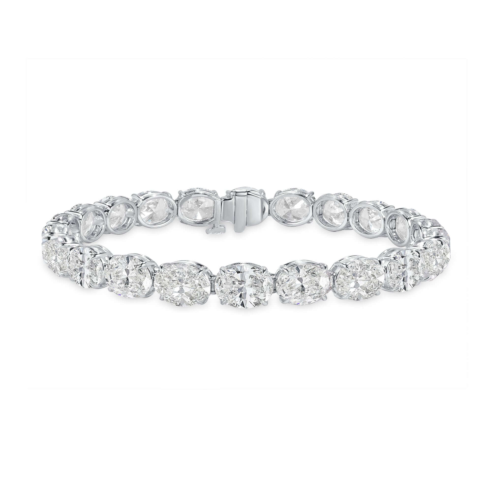 22.46 CT. Oval Cut Diamond Tennis Bracelet in 14K White Gold - Tennis Bracelet