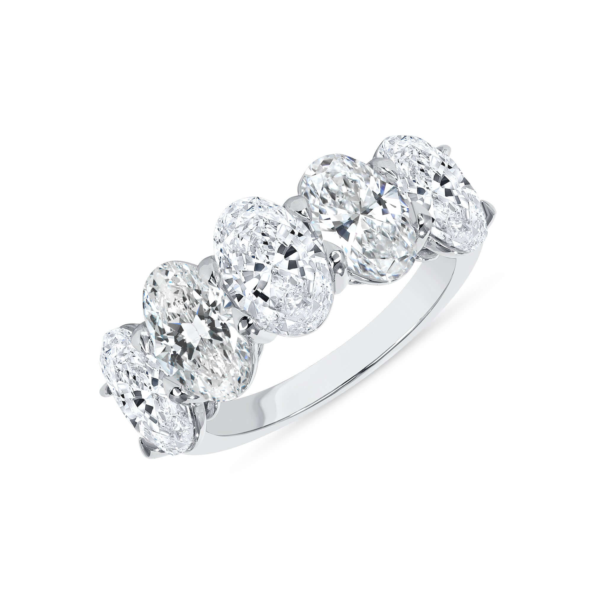 5 CT. Oval Diamond 5 Stone Half Eternity Band in Platinum - Half Eternity Ring