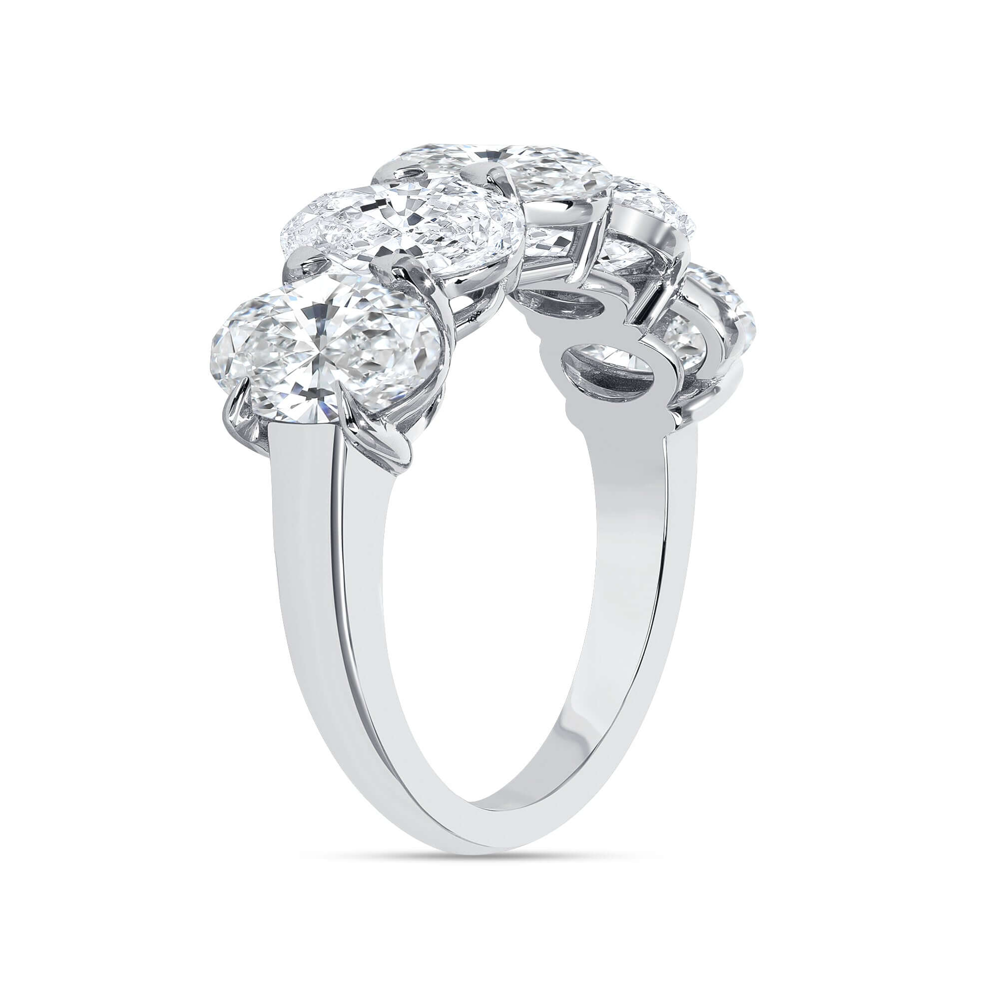 5 CT. Oval Diamond 5 Stone Half Eternity Band in Platinum - Half Eternity Ring