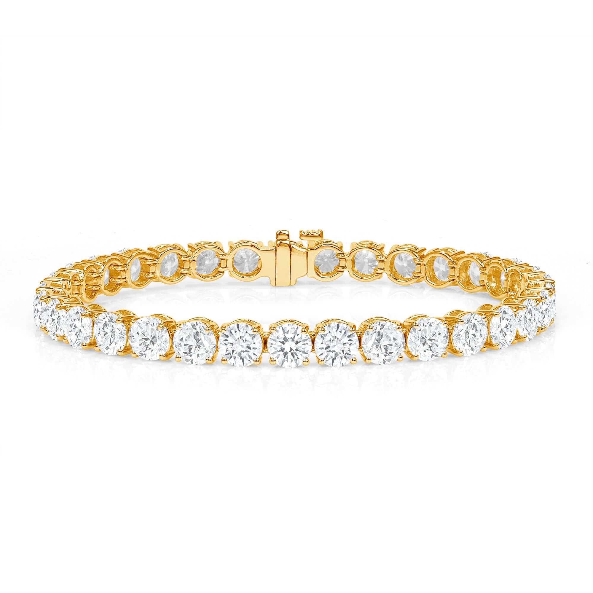 16.74 CT. Round Brilliant Diamond Tennis Bracelet in 14K Yellow Gold - Tennis Bracelet