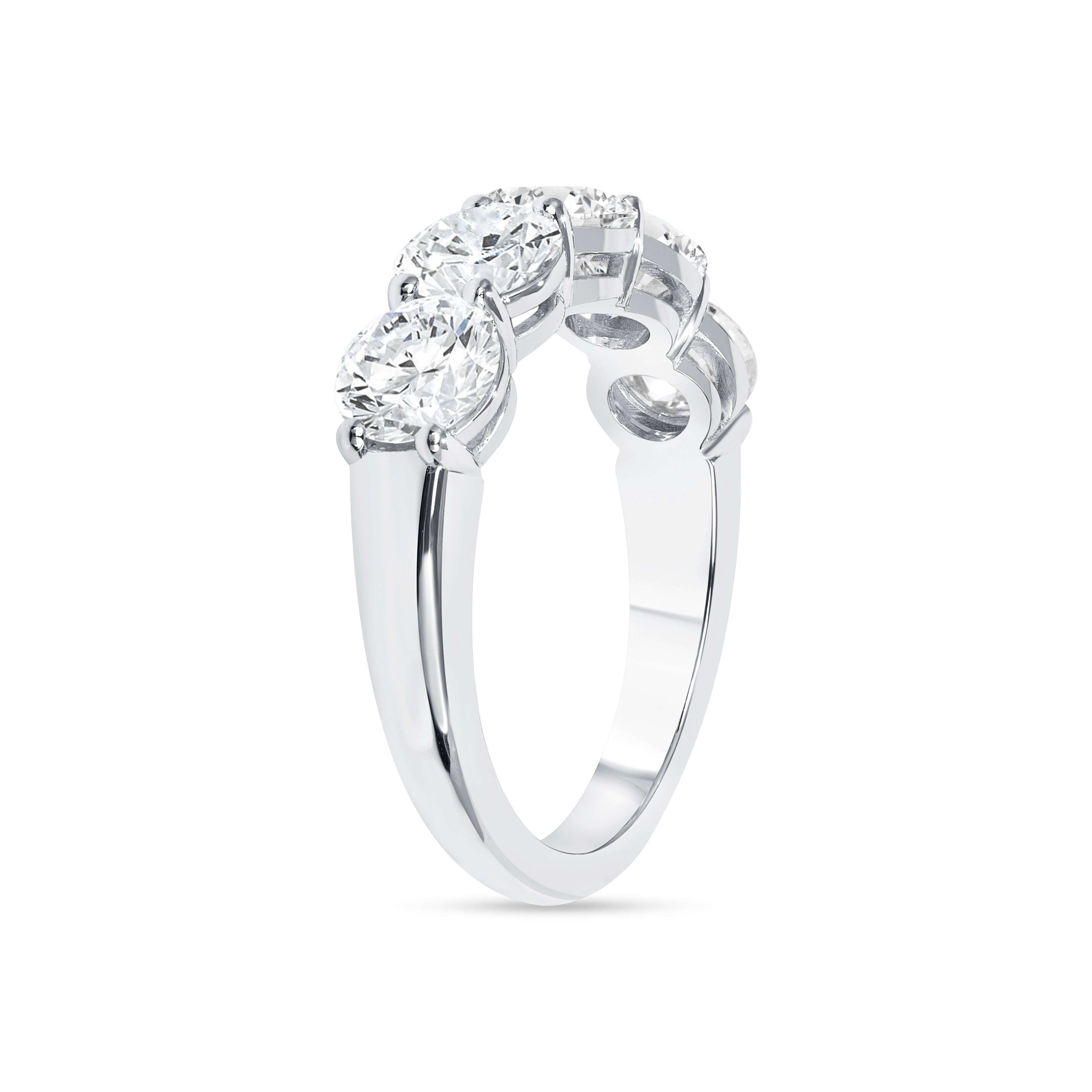 2.58 CT. Round Brilliant 5 Stone Diamond Ring in Platinum - Half Eternity Ring