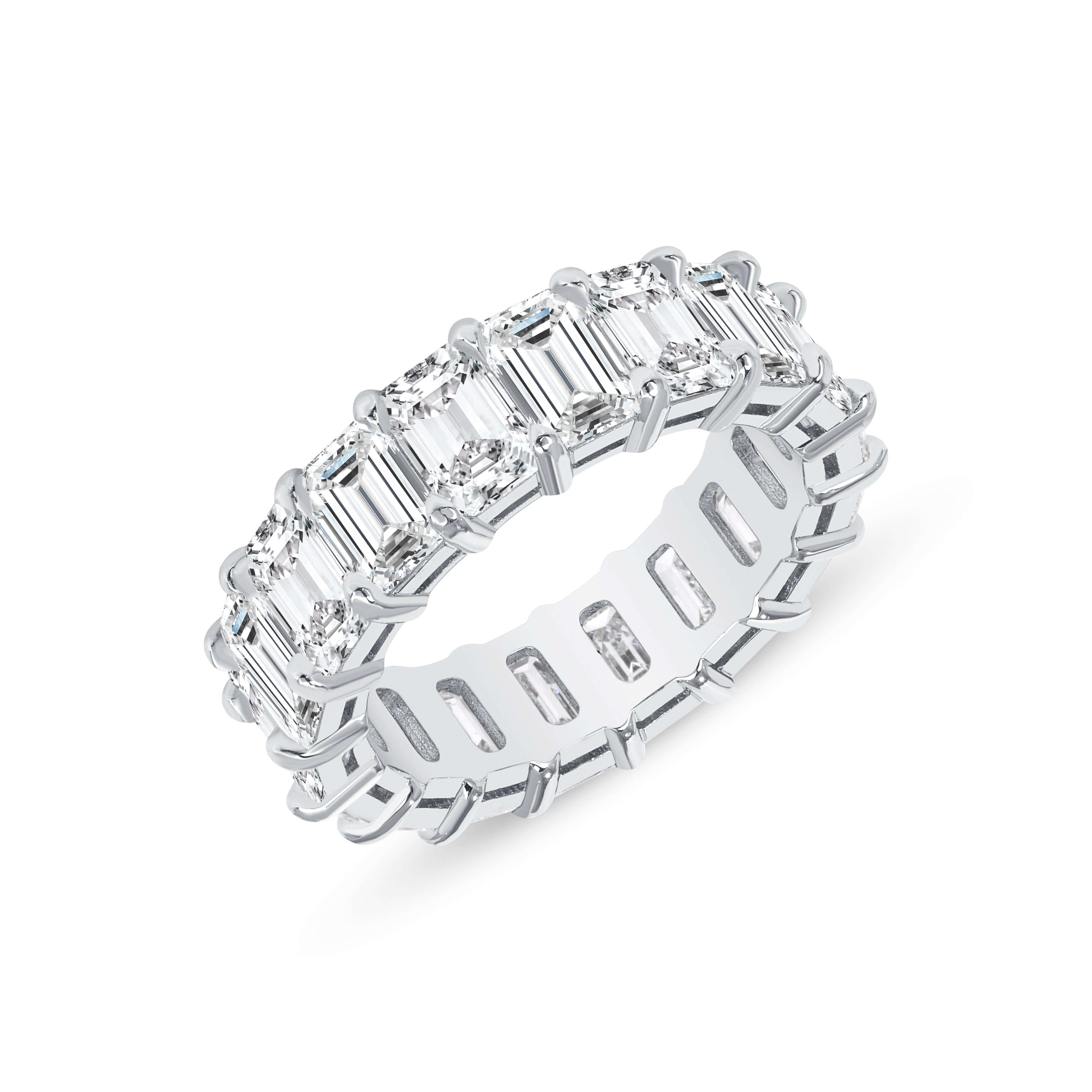7.43 CT. Emerald Cut Diamond Eternity Band in Platinum - Eternity Ring