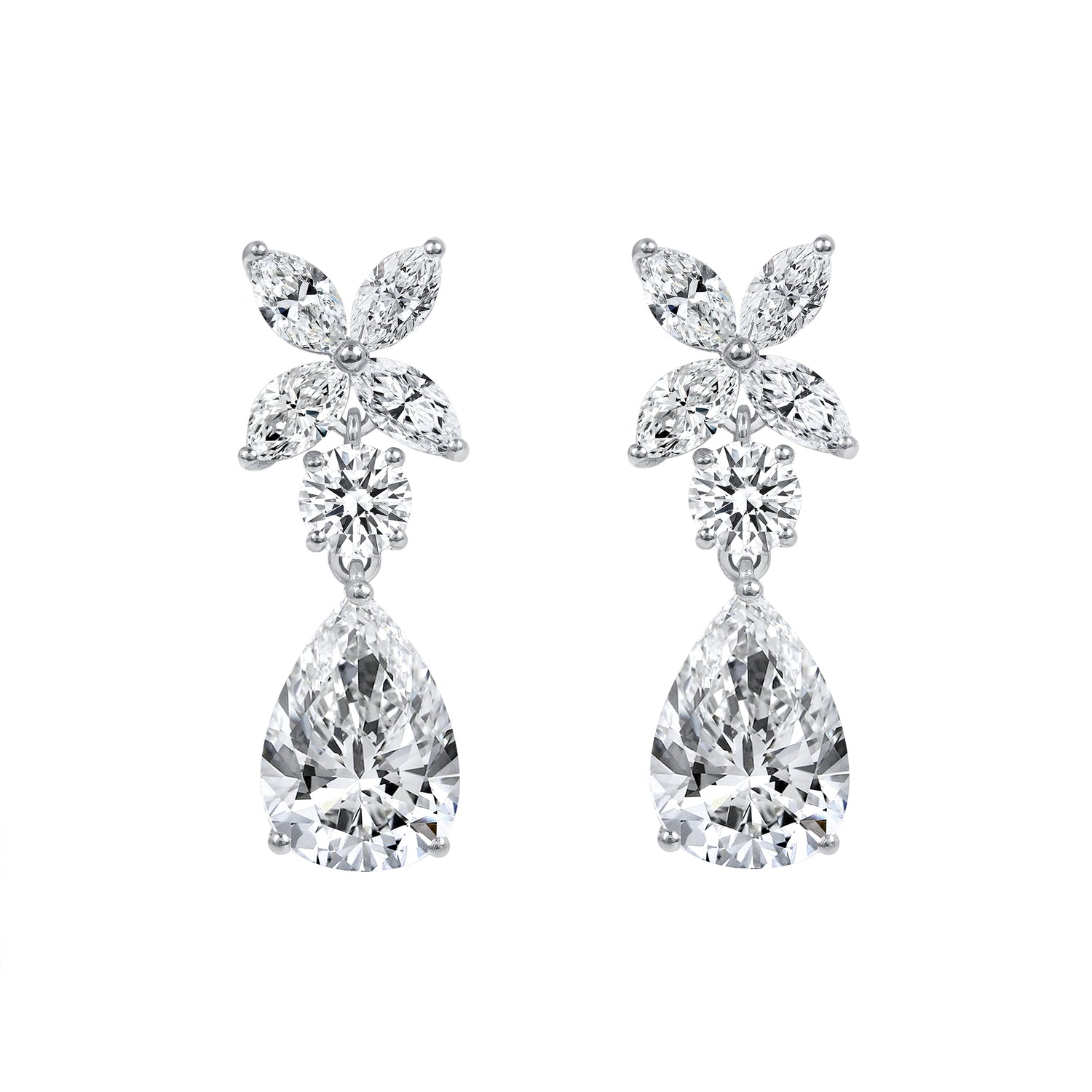 5.23 CT. Mixed Cut Diamond Drop Earrings in Platinum