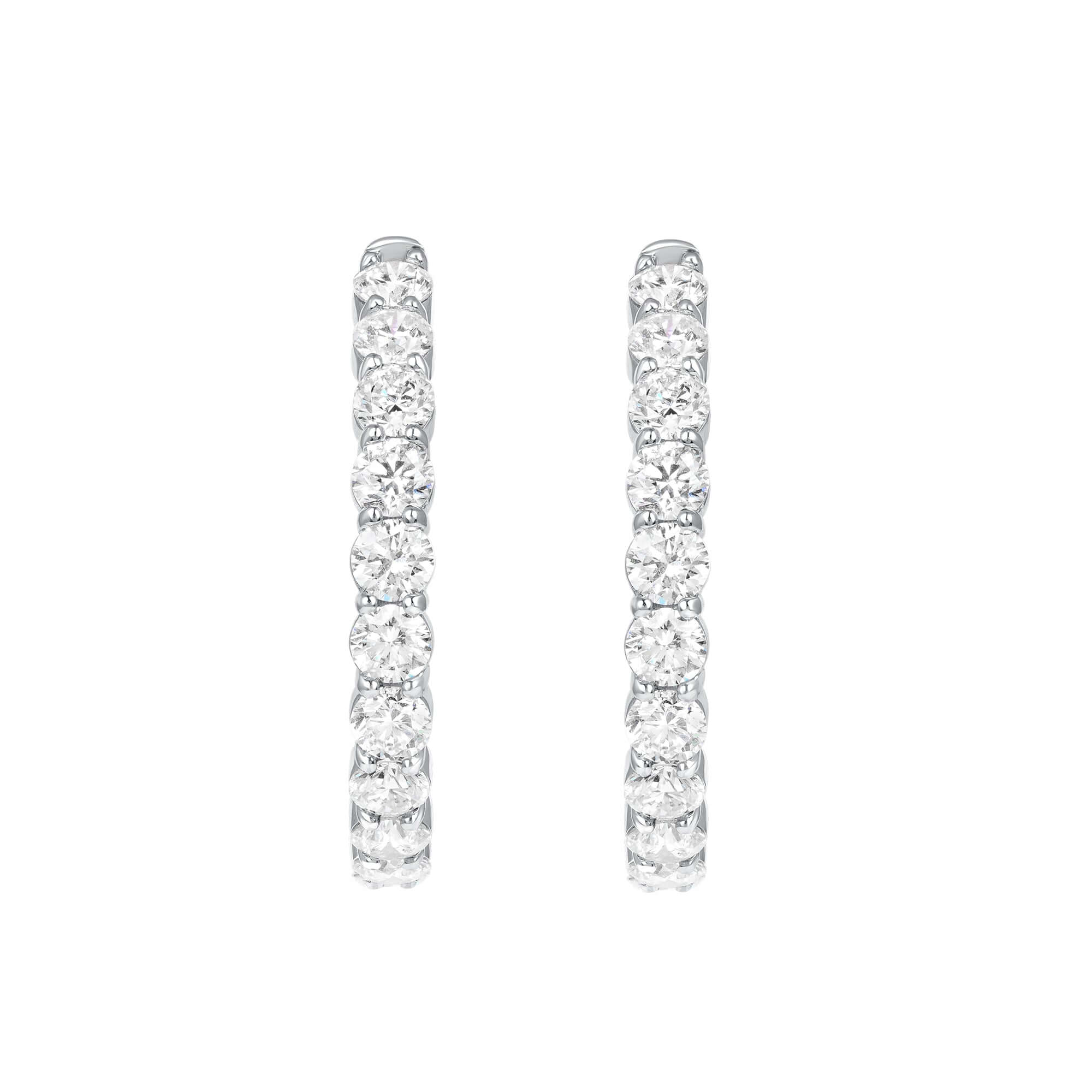 8.46 CT. Round Brilliant Diamond Hoop Earrings in 14K White Gold - Hoop Earring
