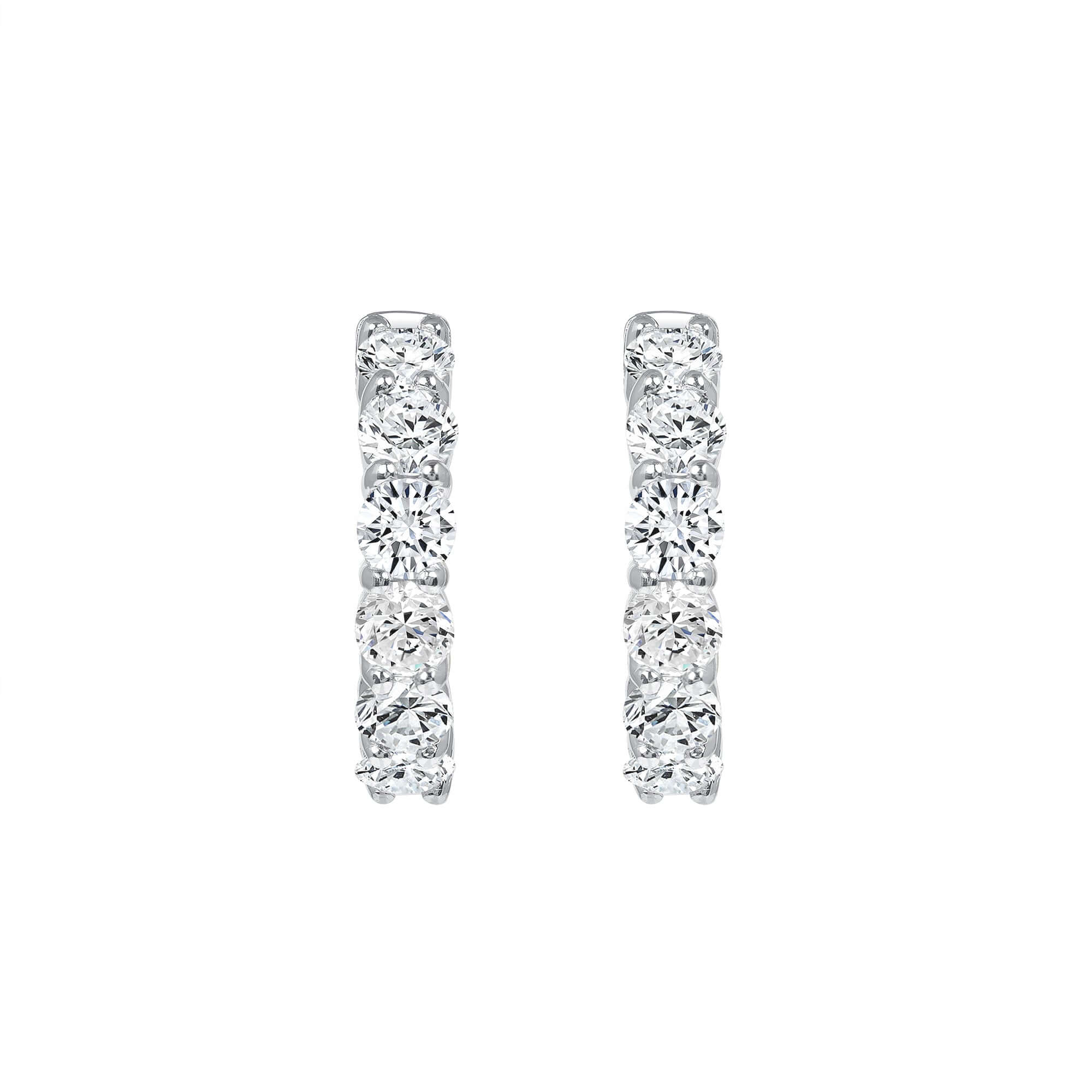 5.55 CT. Round Brilliant Diamond Hoop Earrings in 14K White Gold - Hoop Earring
