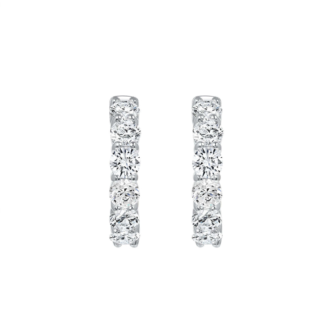 5.55 CT. Round Brilliant Diamond Hoop Earrings in 14K White Gold - Hoop Earring