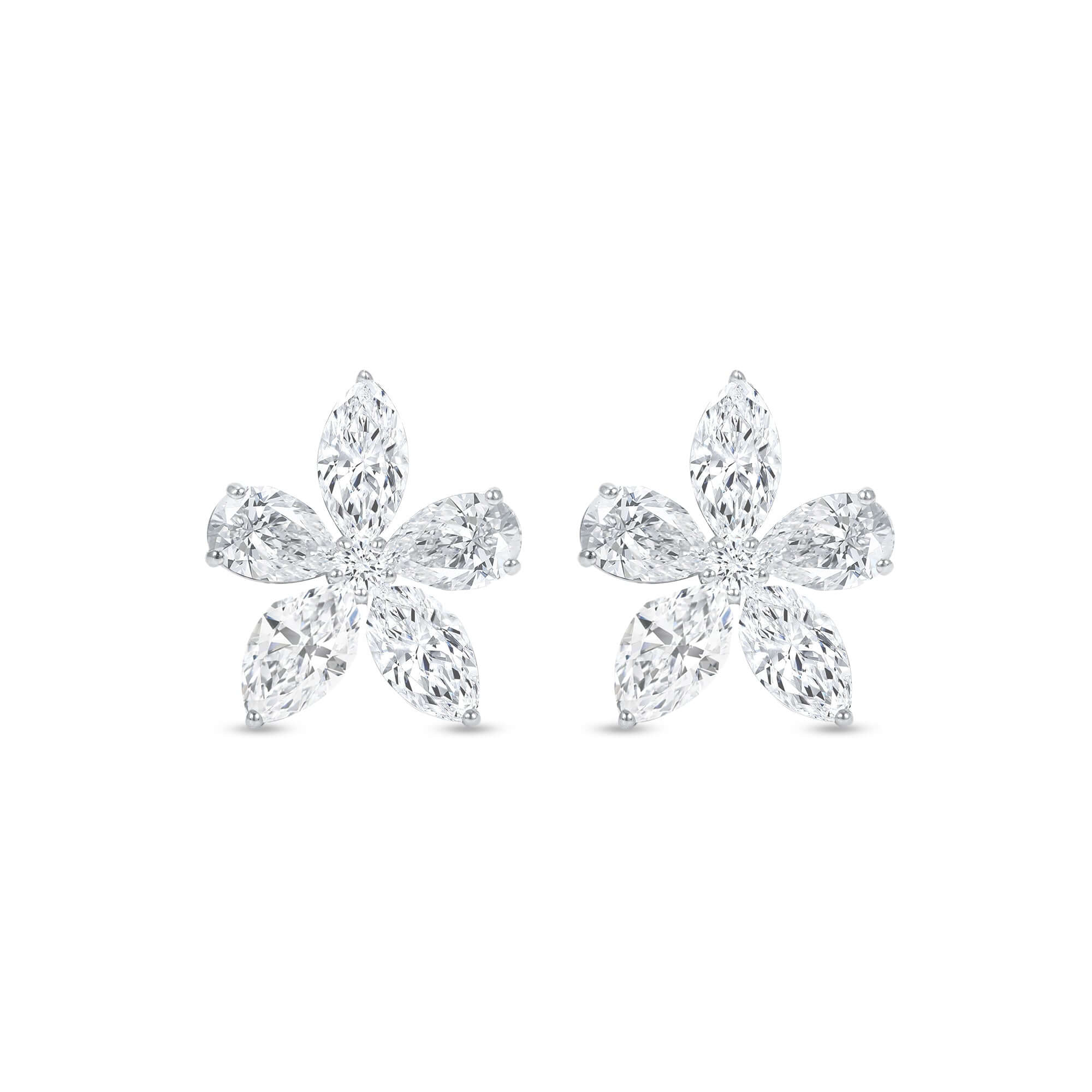 3.95 CT. Pear Cut and Marquise Cut Diamond Stud Earrings in 14K White Gold - Stud Earring