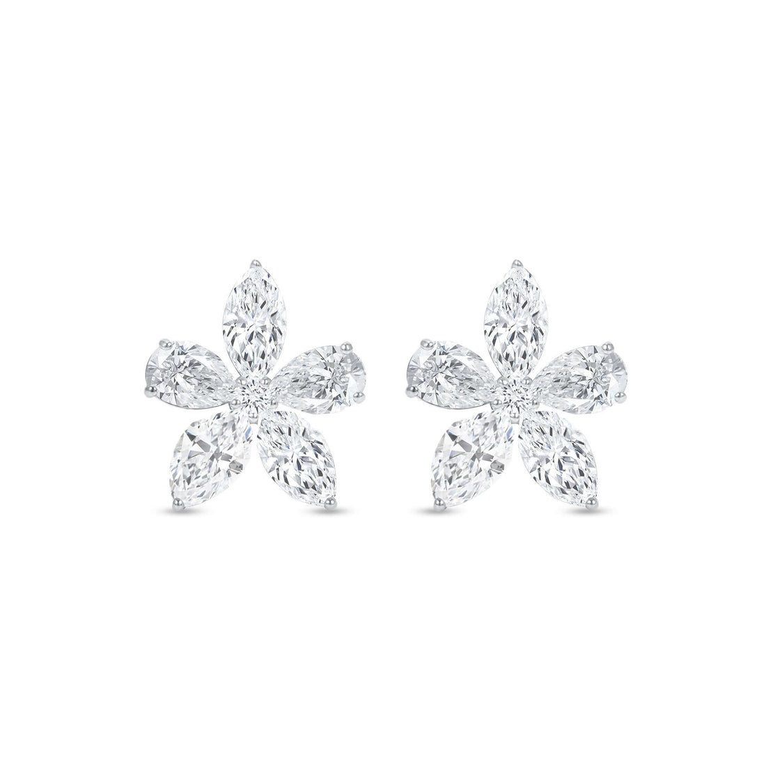 3.95 CT. Pear Cut and Marquise Cut Diamond Stud Earrings in 14K White Gold - Stud Earring