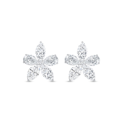 3.95 CT. Pear Cut and Marquise Cut Diamond Stud Earrings in 14K White Gold