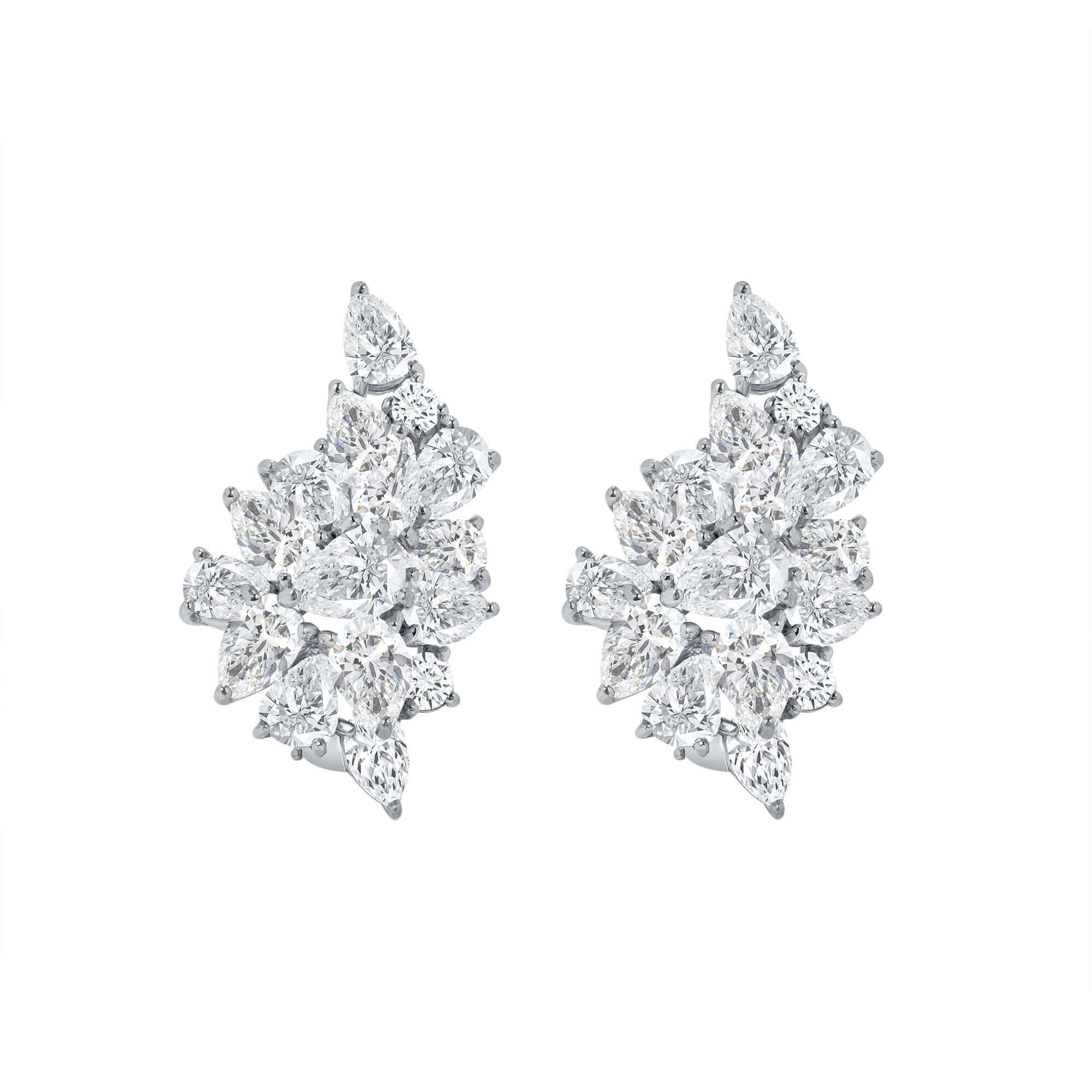 14.5 CT. Pear Cut and Round Brilliant Diamond Stud Earrings in 14K White Gold - Stud Earring