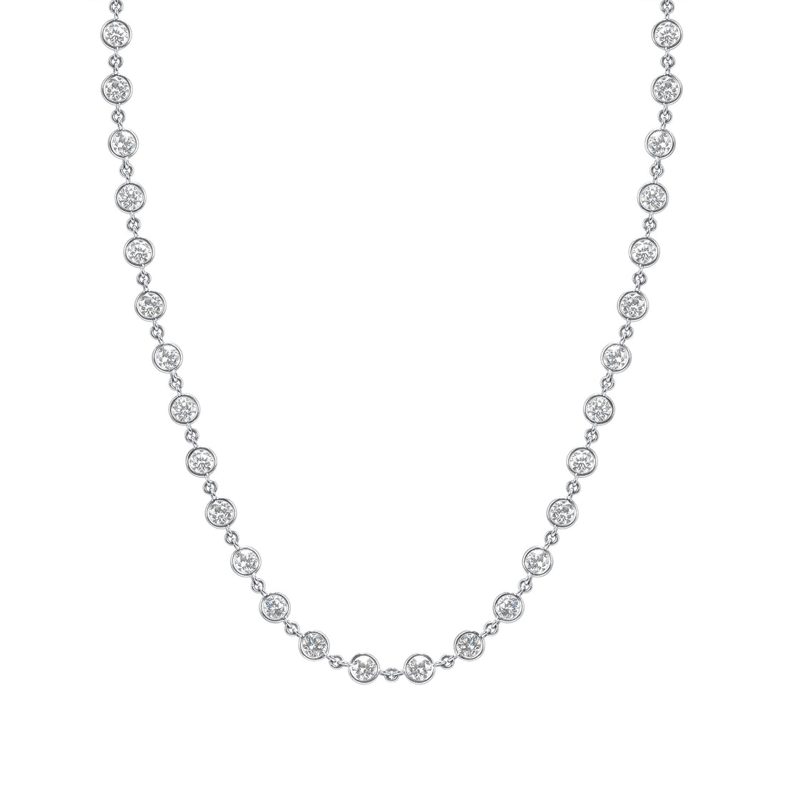 12.09 CT. Round Brilliant Diamond Bezel Set Necklace in 14K White Gold