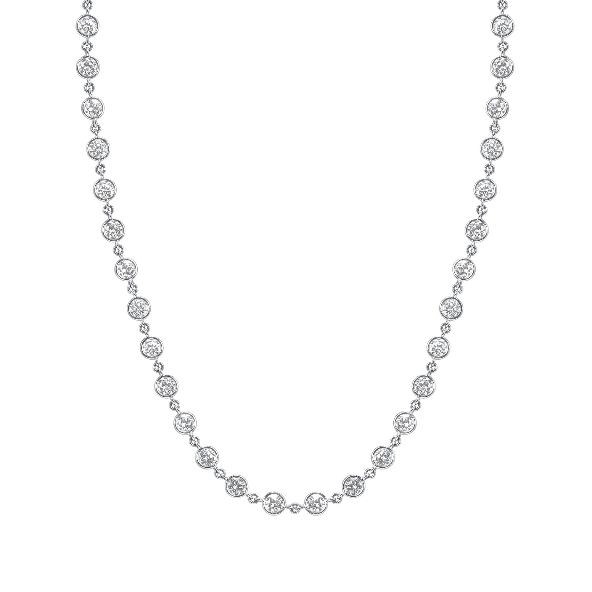 12.09 CT. Round Brilliant Diamond Bezel Set Necklace in 14K White Gold
