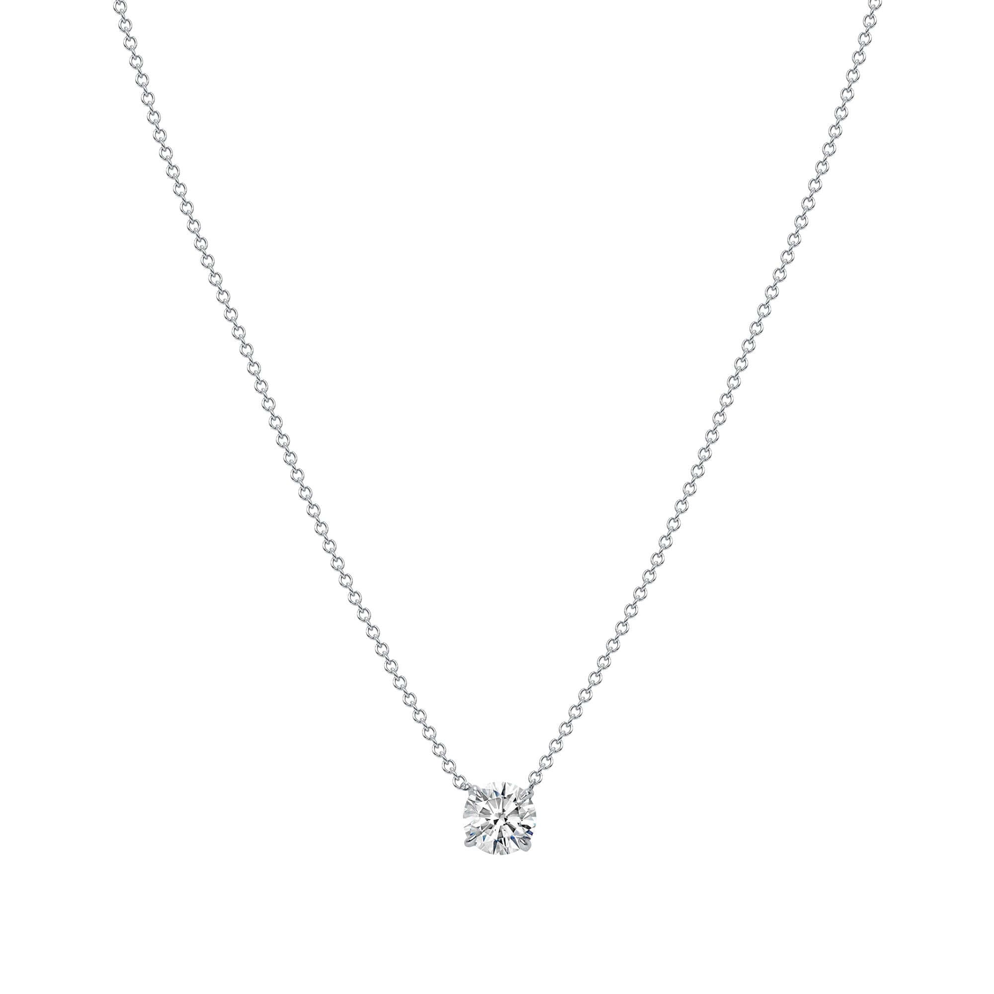 1.02 CT. Round Brilliant Diamond Pendant Necklace in 14K White Gold - Pendant Necklace