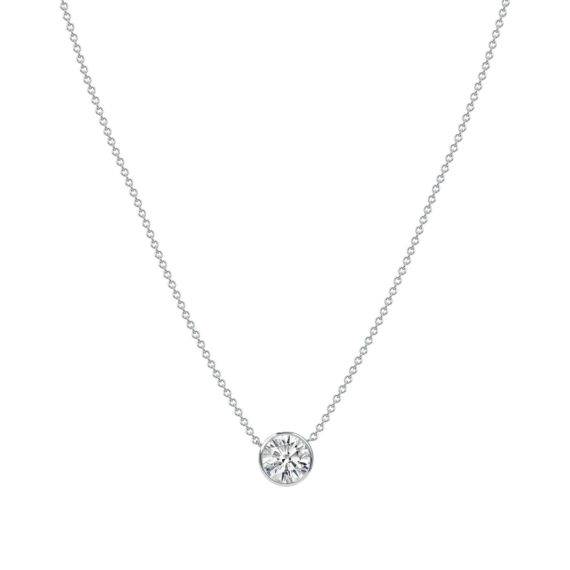 1.52 CT. Round Brilliant Diamond Pendant Necklace in 14K White Gold - Pendant Necklace