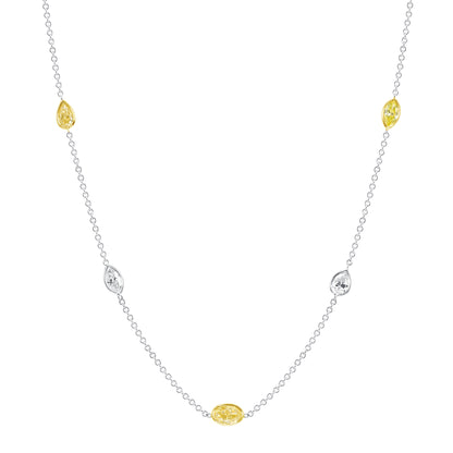 4.59 CT. Fancy Shape Yellow Diamond Necklace in 18K White Gold and Yellow Gold