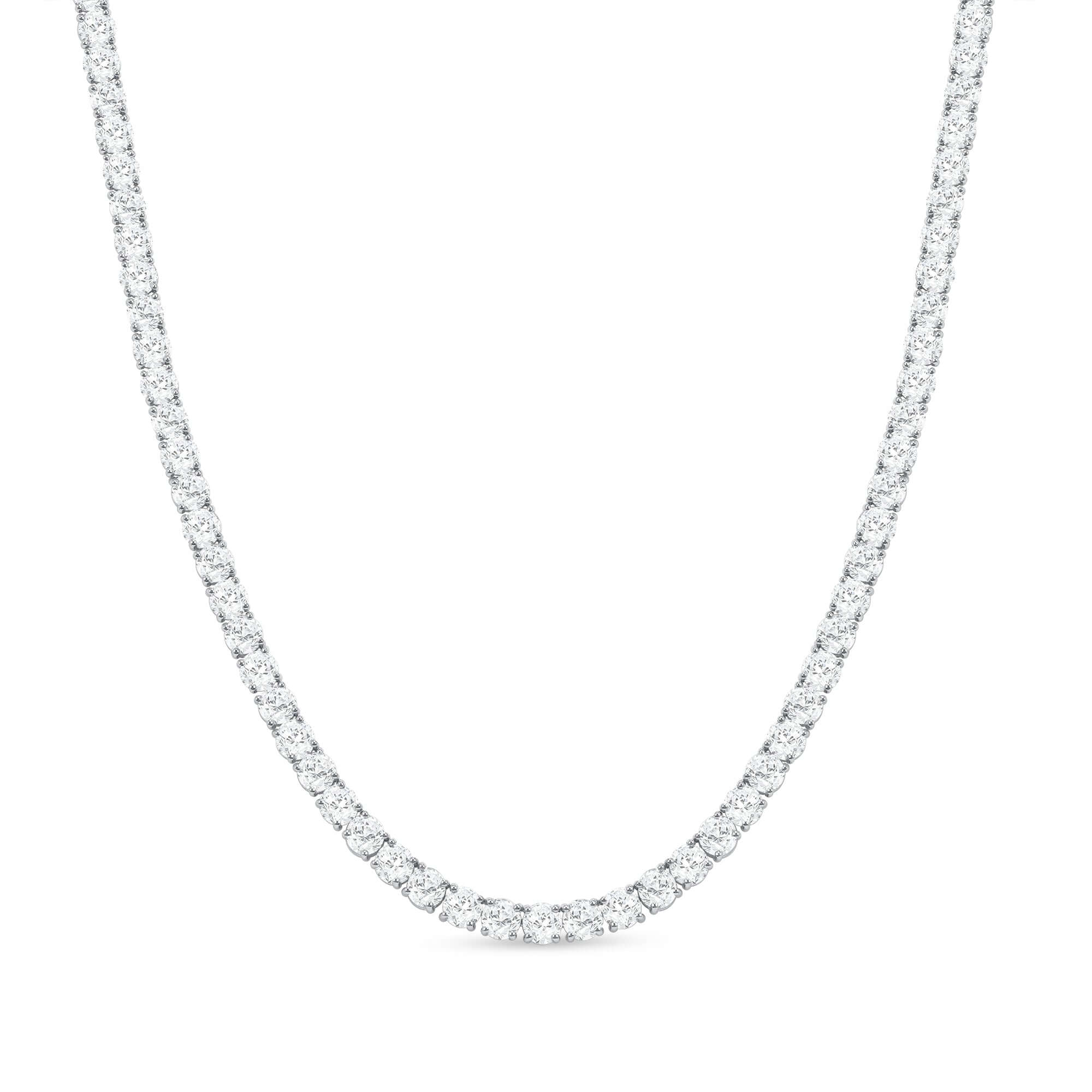 29.11 CT. Round Brilliant Diamond Tennis Necklace in 14K White Gold - Tennis Necklace