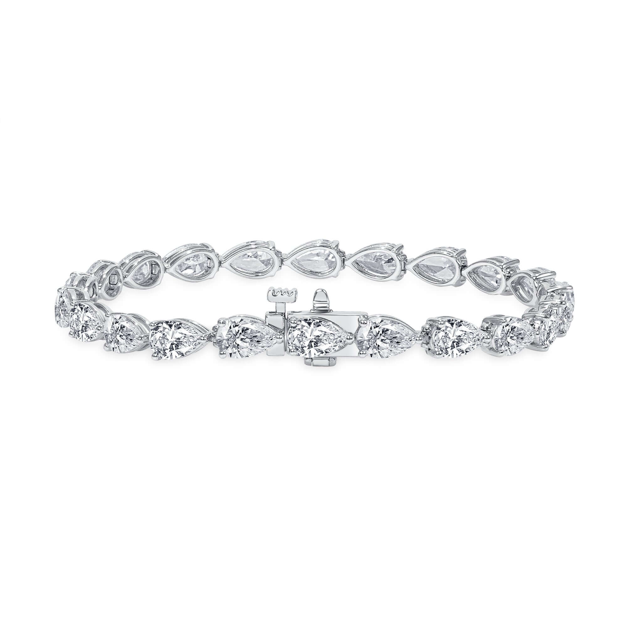 11.06 CT. Pear Cut Diamond Tennis Bracelet in 14K White Gold - Tennis Bracelet