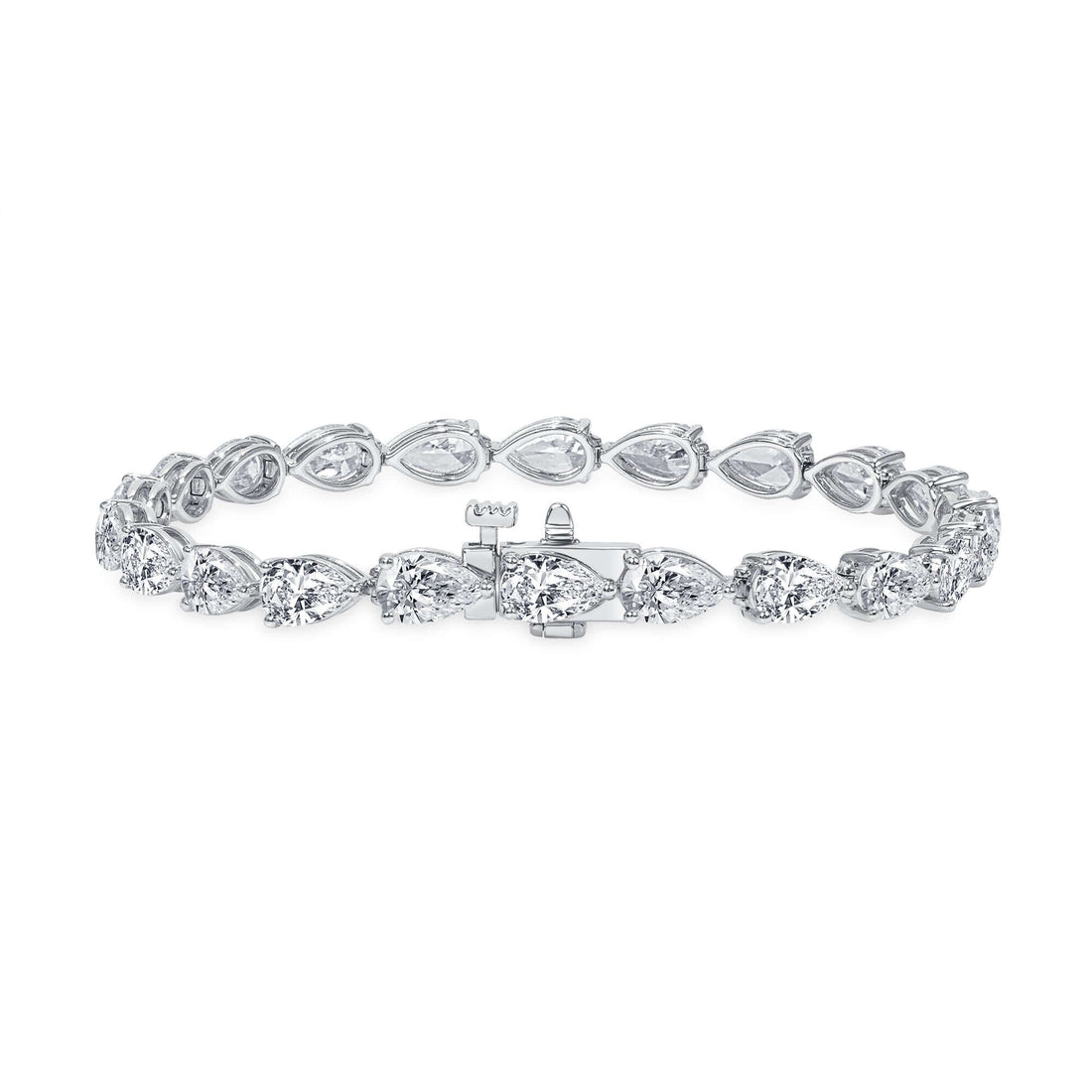11.06 CT. Pear Cut Diamond Tennis Bracelet in 14K White Gold - Tennis Bracelet