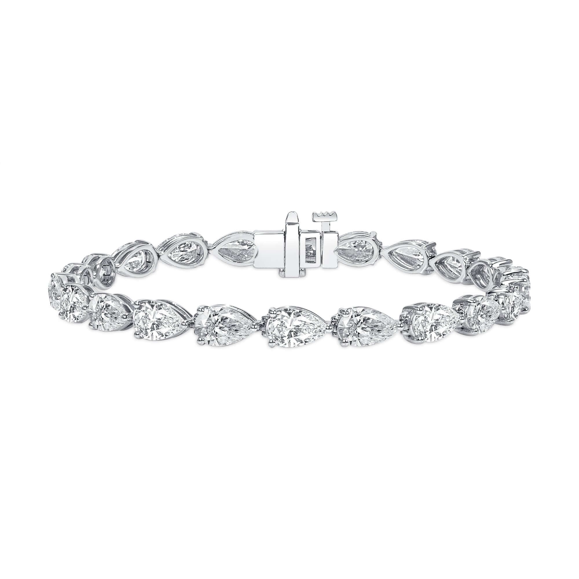 11.06 CT. Pear Cut Diamond Tennis Bracelet in 14K White Gold - Tennis Bracelet