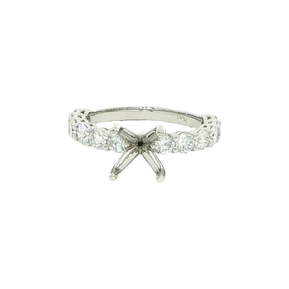 1.31 CT. Round Brilliant Diamond Semi-Mount Engagement Ring Setting in Platinum
