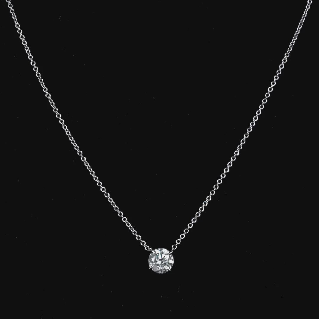 1.02 CT. Round Brilliant Diamond Pendant Necklace in 14K White Gold