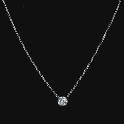 1.02 CT. Round Brilliant Diamond Pendant Necklace in 14K White Gold