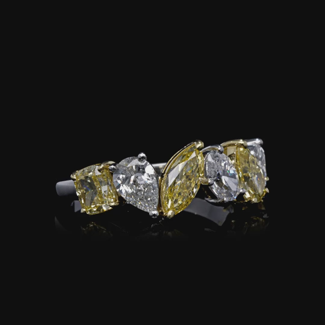 3.12 CT. Fancy Shape Fancy Yellow Diamond Ring in 18K Yellow Gold and Platinum