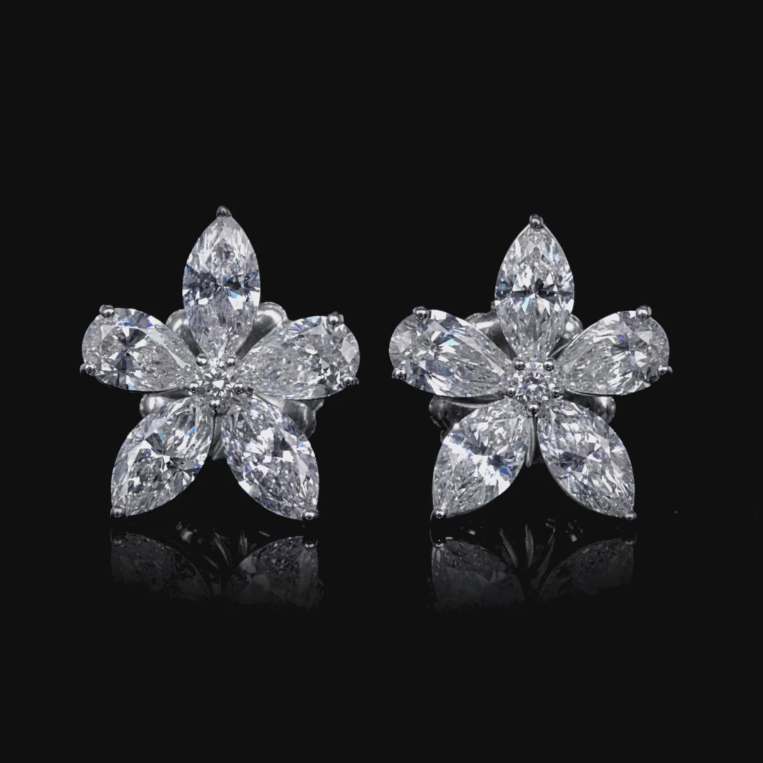 3.95 CT. Pear Cut and Marquise Cut Diamond Stud Earrings in 14K White Gold