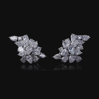 14.5 CT. Pear Cut and Round Brilliant Diamond Stud Earrings in 14K White Gold