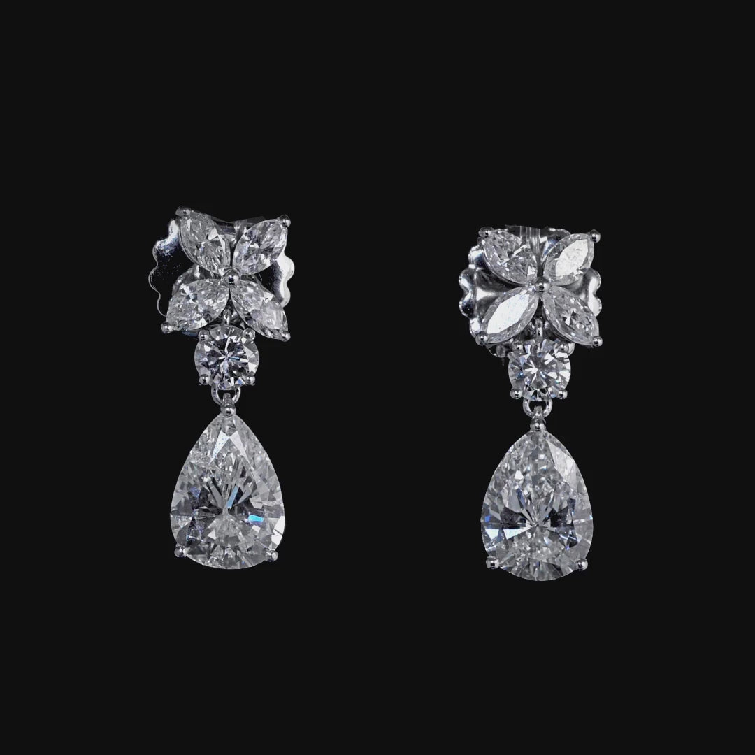 5.23 CT. Mixed Cut Diamond Drop Earrings in Platinum
