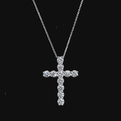 2.59 CT. Round Brilliant Diamond Cross Pendant Necklace in 14K White Gold
