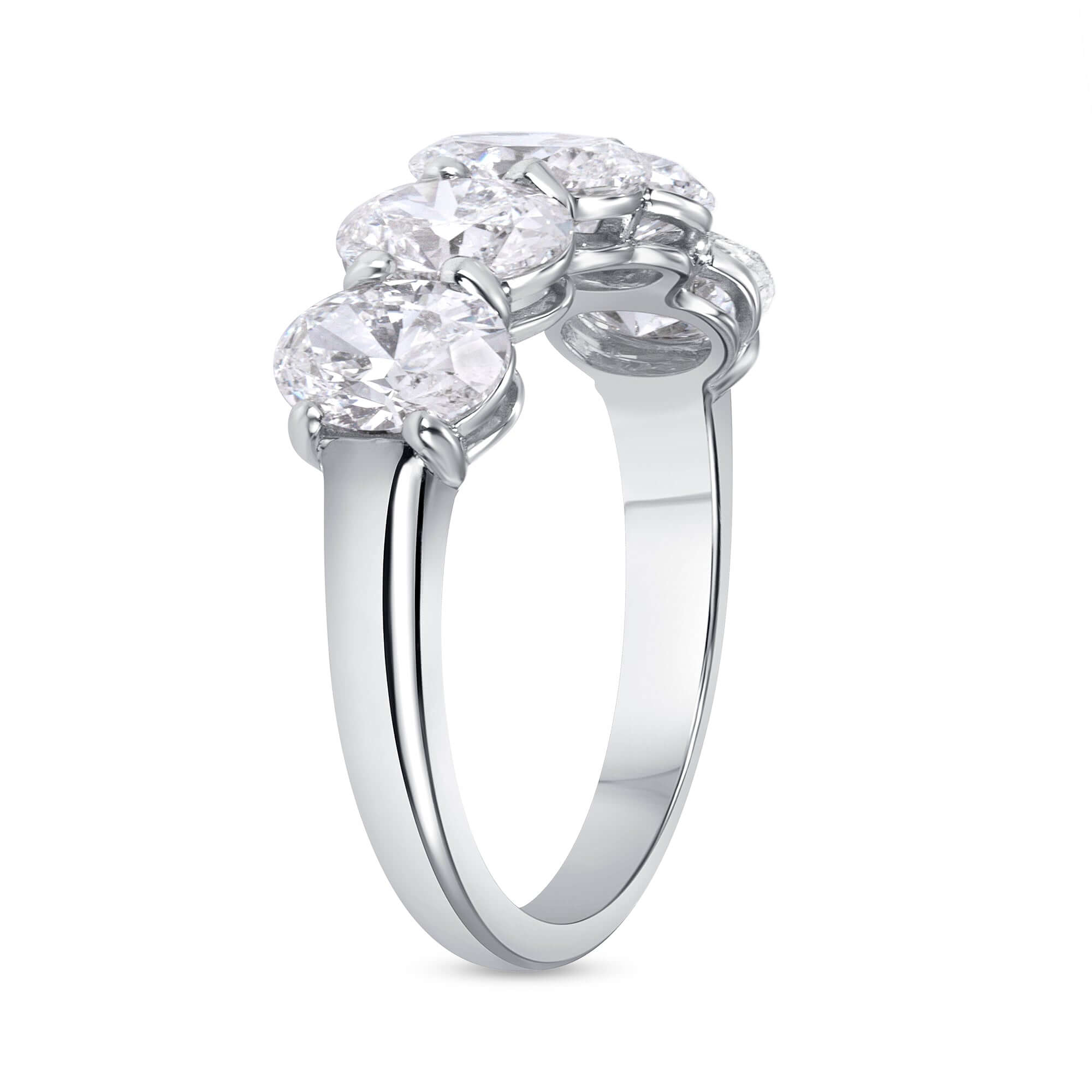 2.54 CT Oval Cut Diamond Half Eternity Band in Platinum - Half Eternity Ring