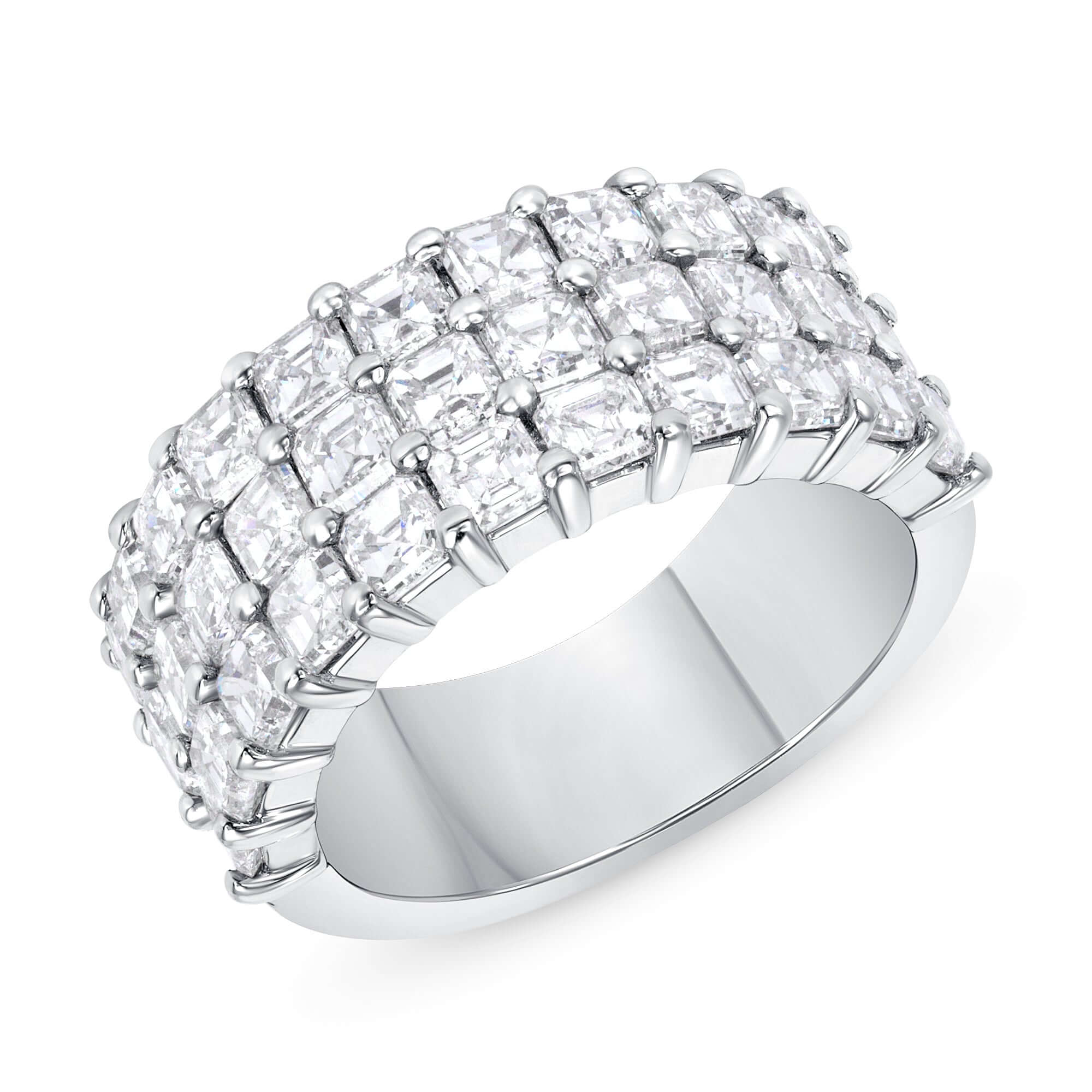 4.21 CT. Asscher Cut Diamond Band in Platinum - Fashion Ring